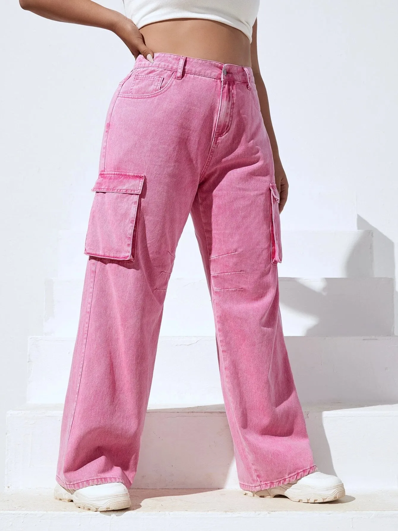 Cargo Pocketed Plus Size Jeans
