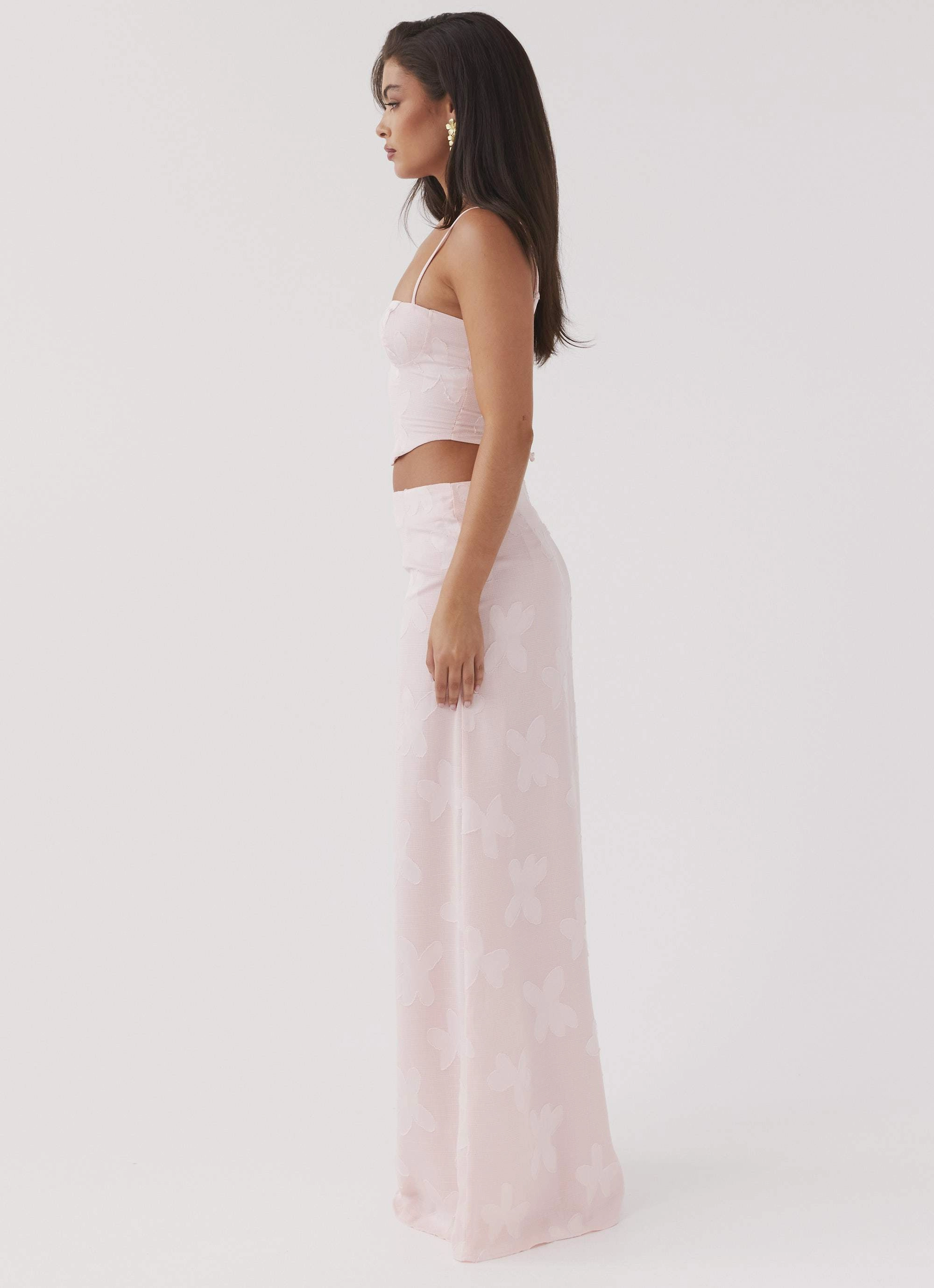 Casual Comfy Layer Best Love Maxi Skirt - Pink Petal