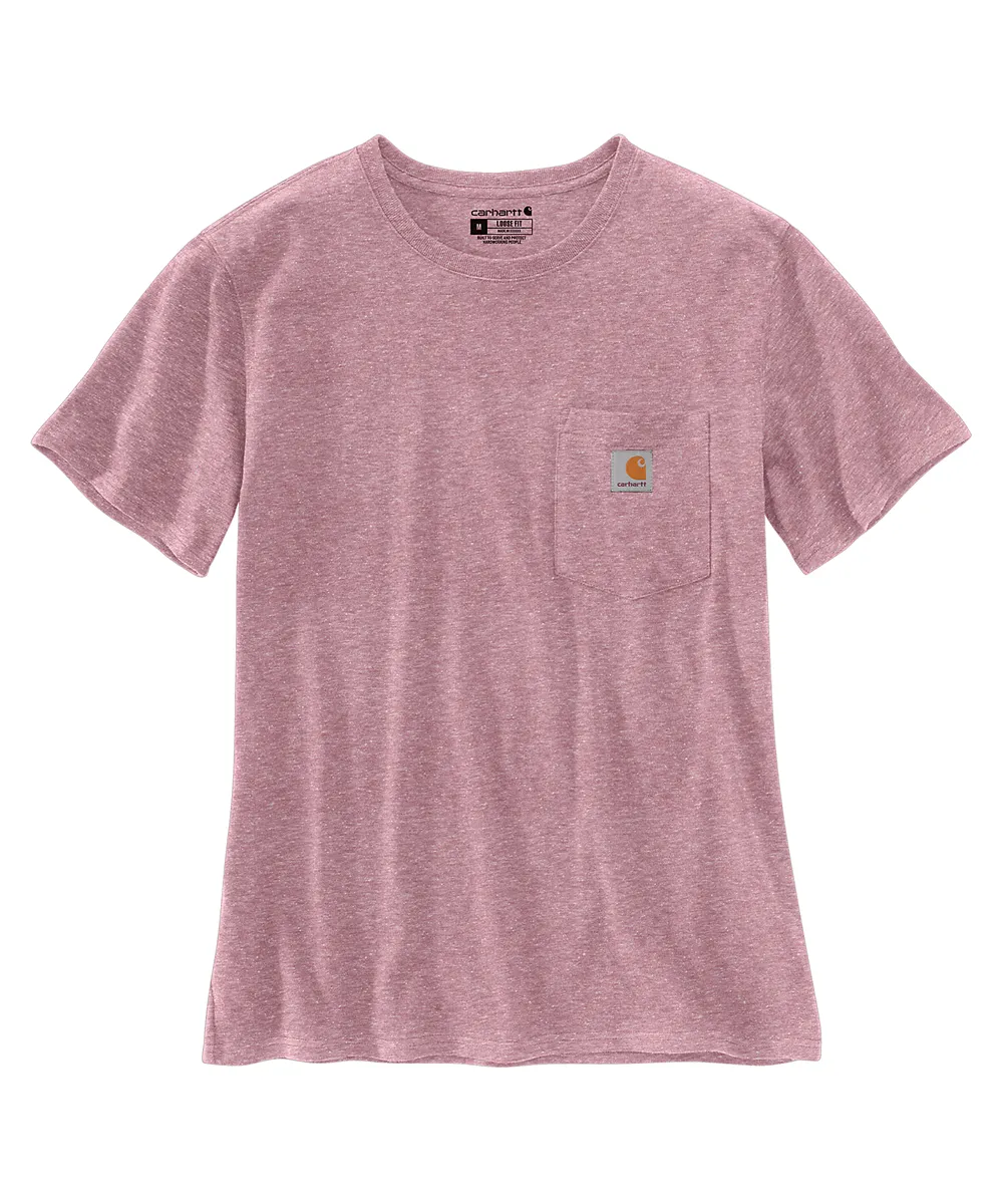 Carhartt Women’s WK87 Short Sleeve Pocket T-Shirt - Foxglove Snow Heather