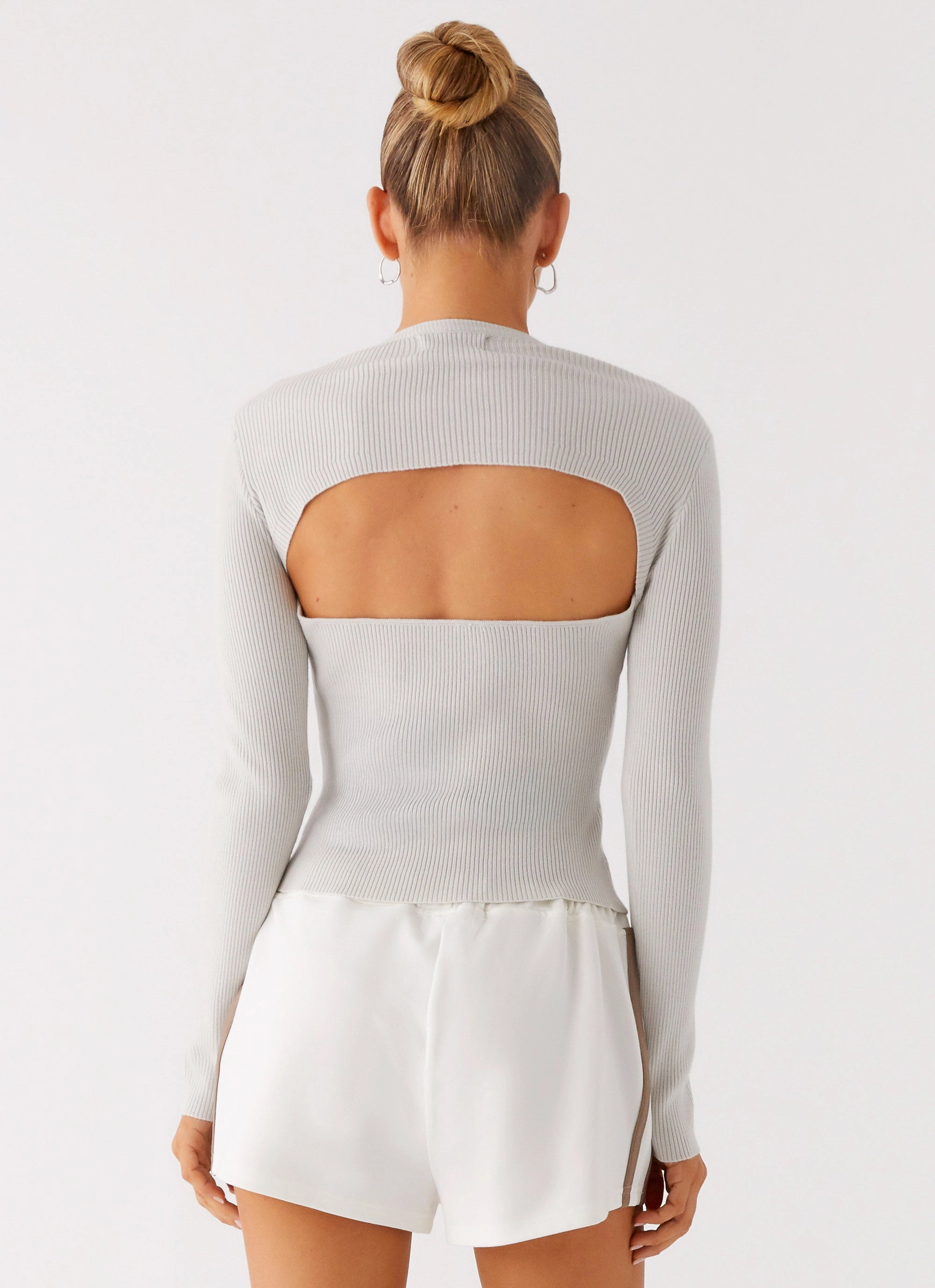 Carissa Open Back Top - Grey LightweightConstruction