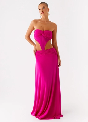 Carlene Maxi Dress - Fuchsia Calm Lines