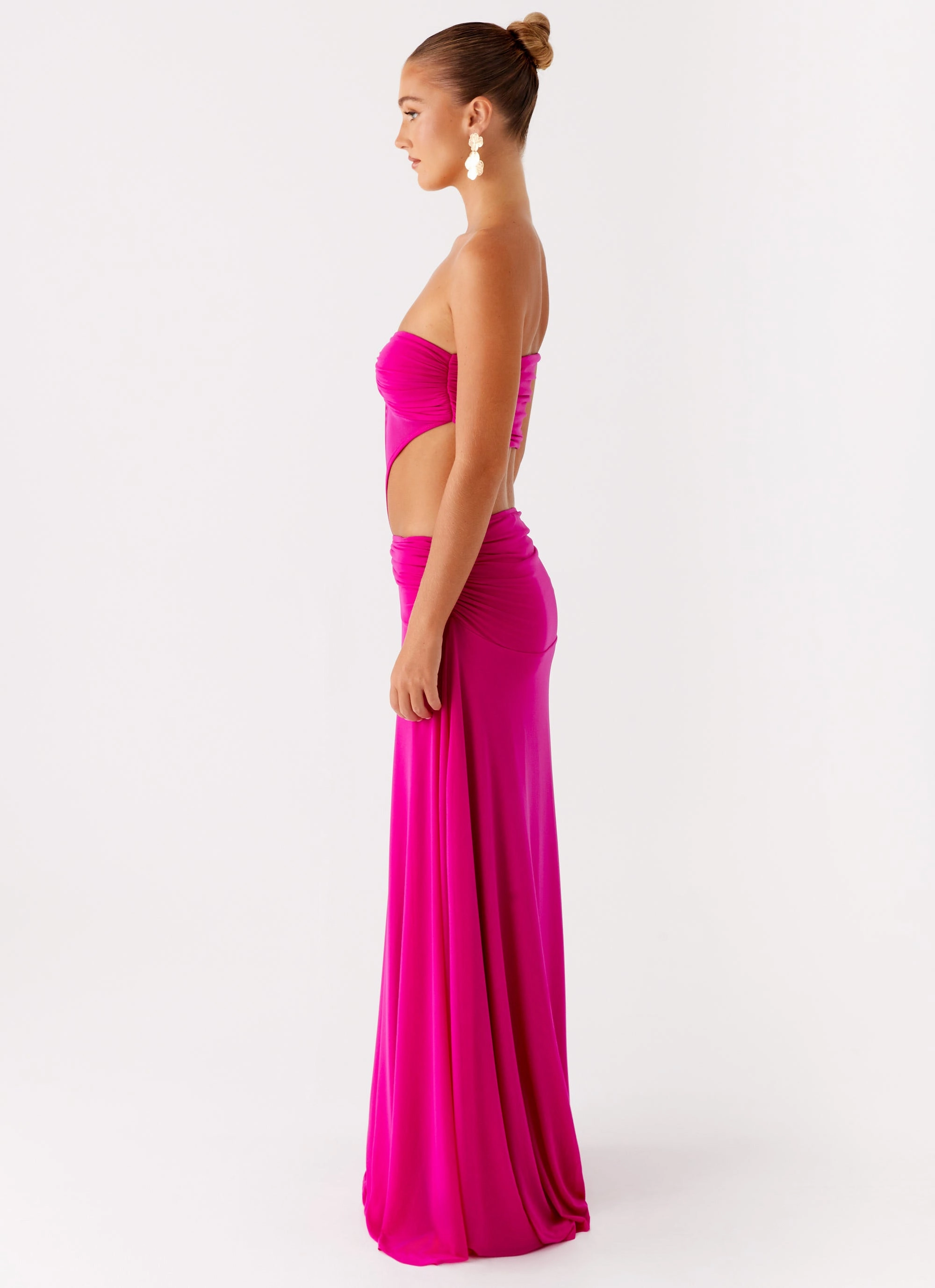 Carlene Maxi Dress - Fuchsia Long Sleeve