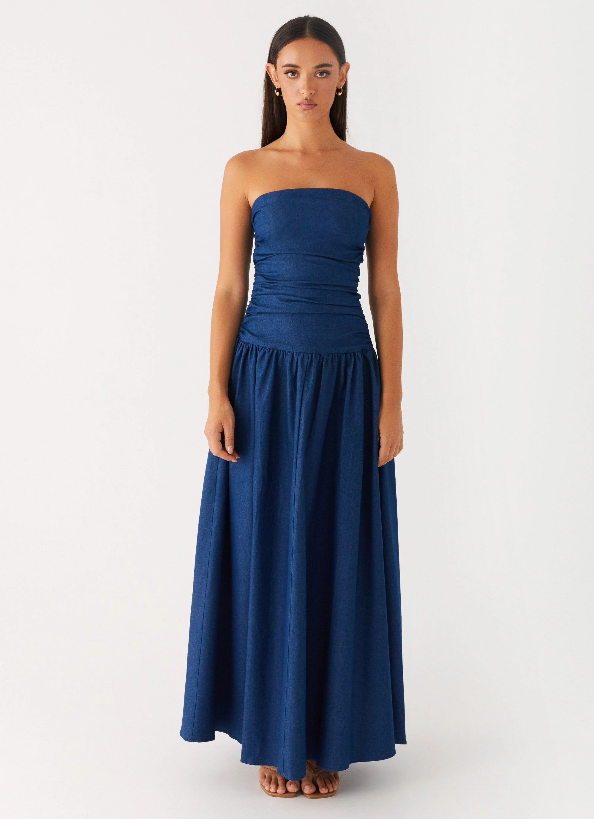 Carmel Denim Maxi Dress - Indigo QuickReleaseClasp Linen Soft