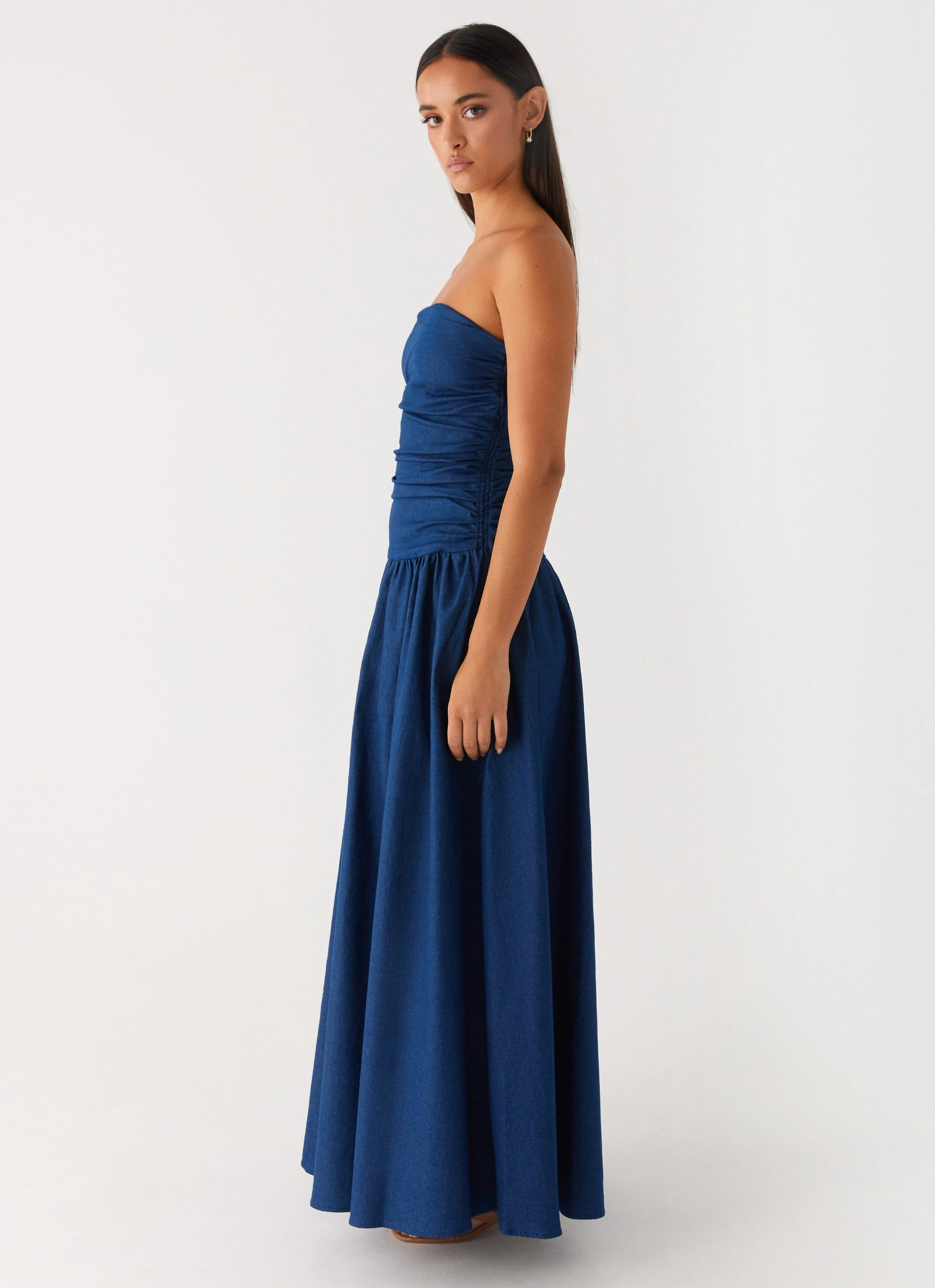 Comfort Layer Wear Carmel Denim Maxi Dress - Indigo