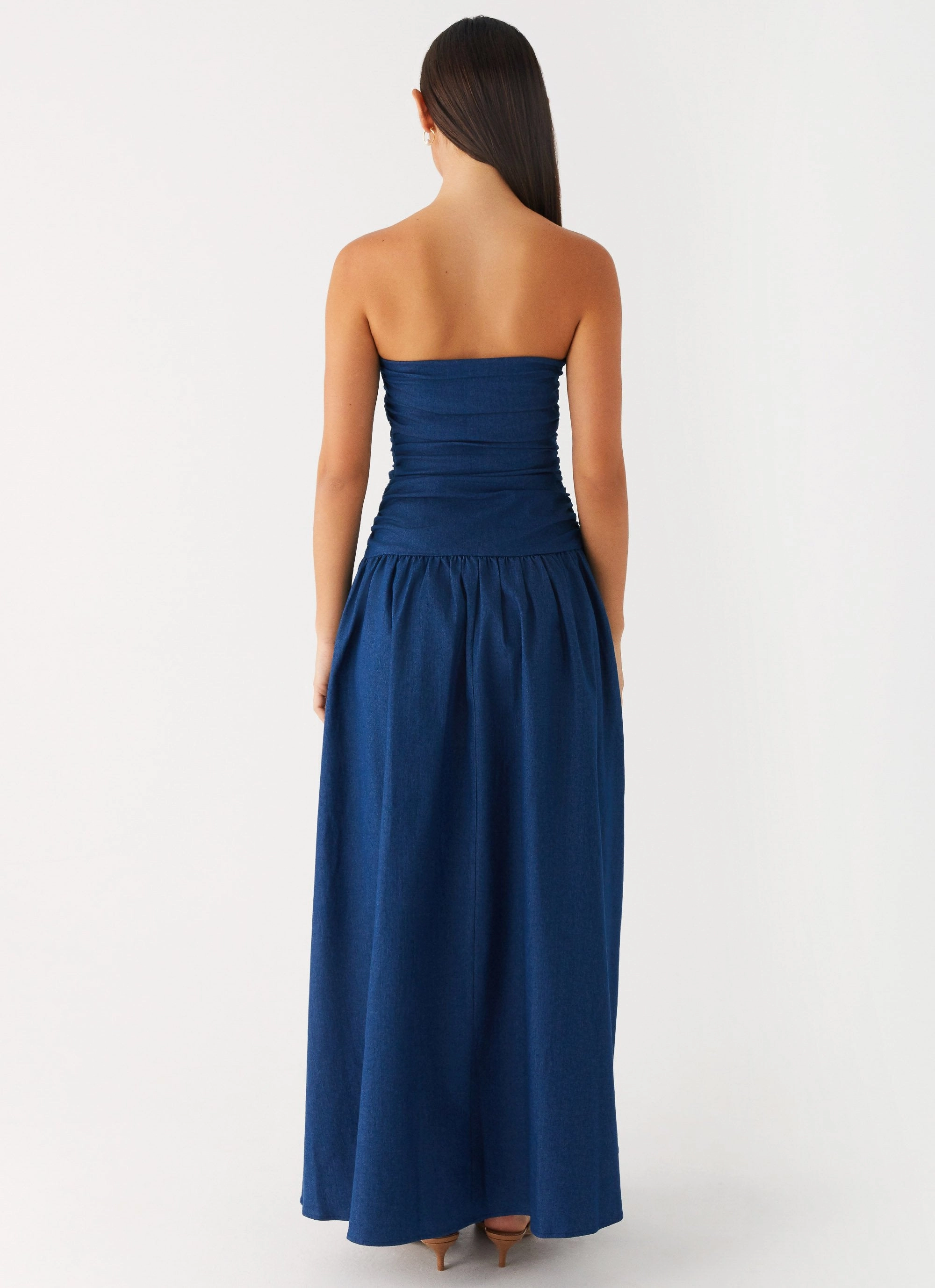 Carmel Denim Maxi Dress - Indigo Relaxed Waist Night Party
