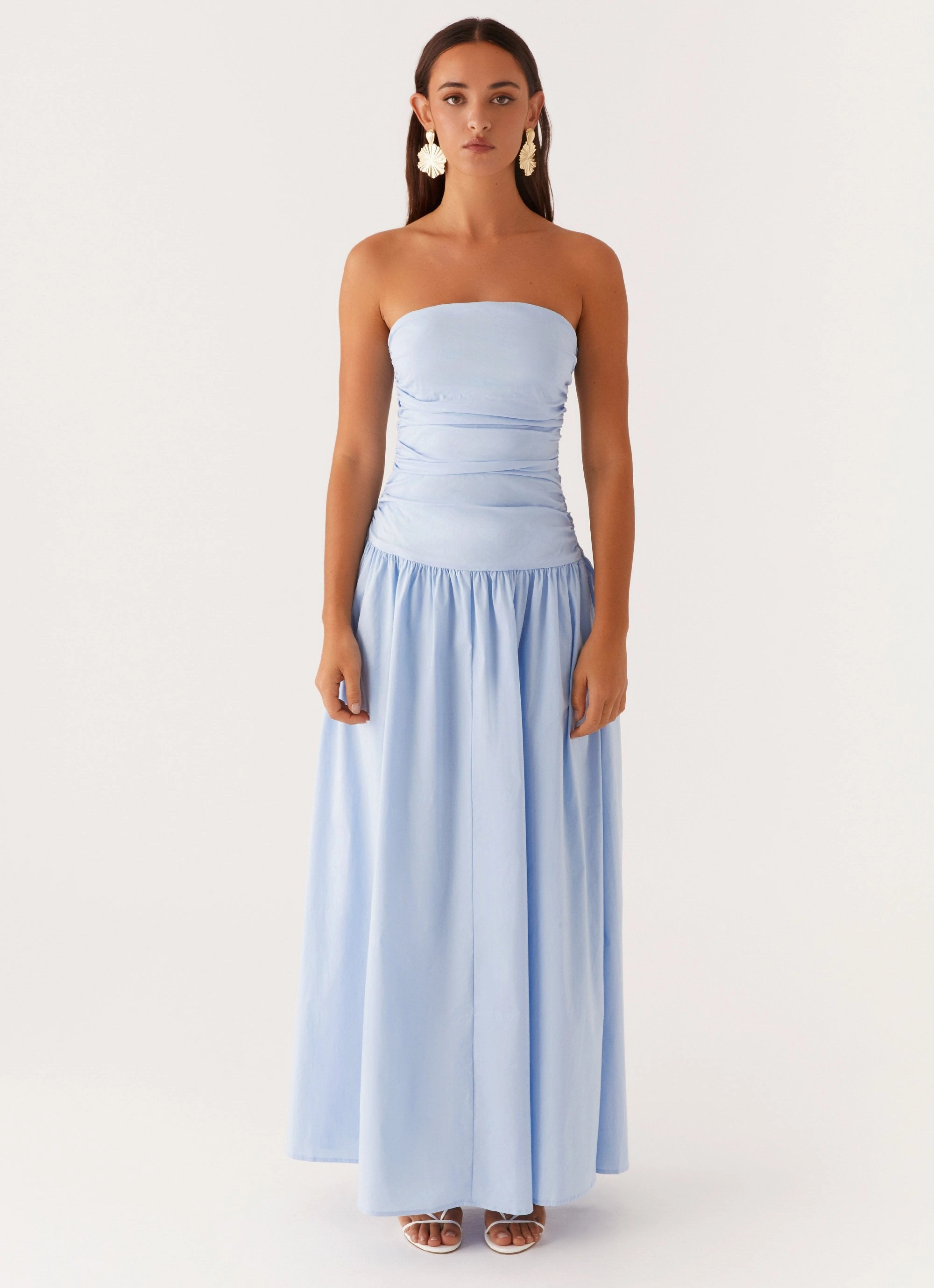 Lounge Ready Flowing Texture Carmel Maxi Dress - Blue