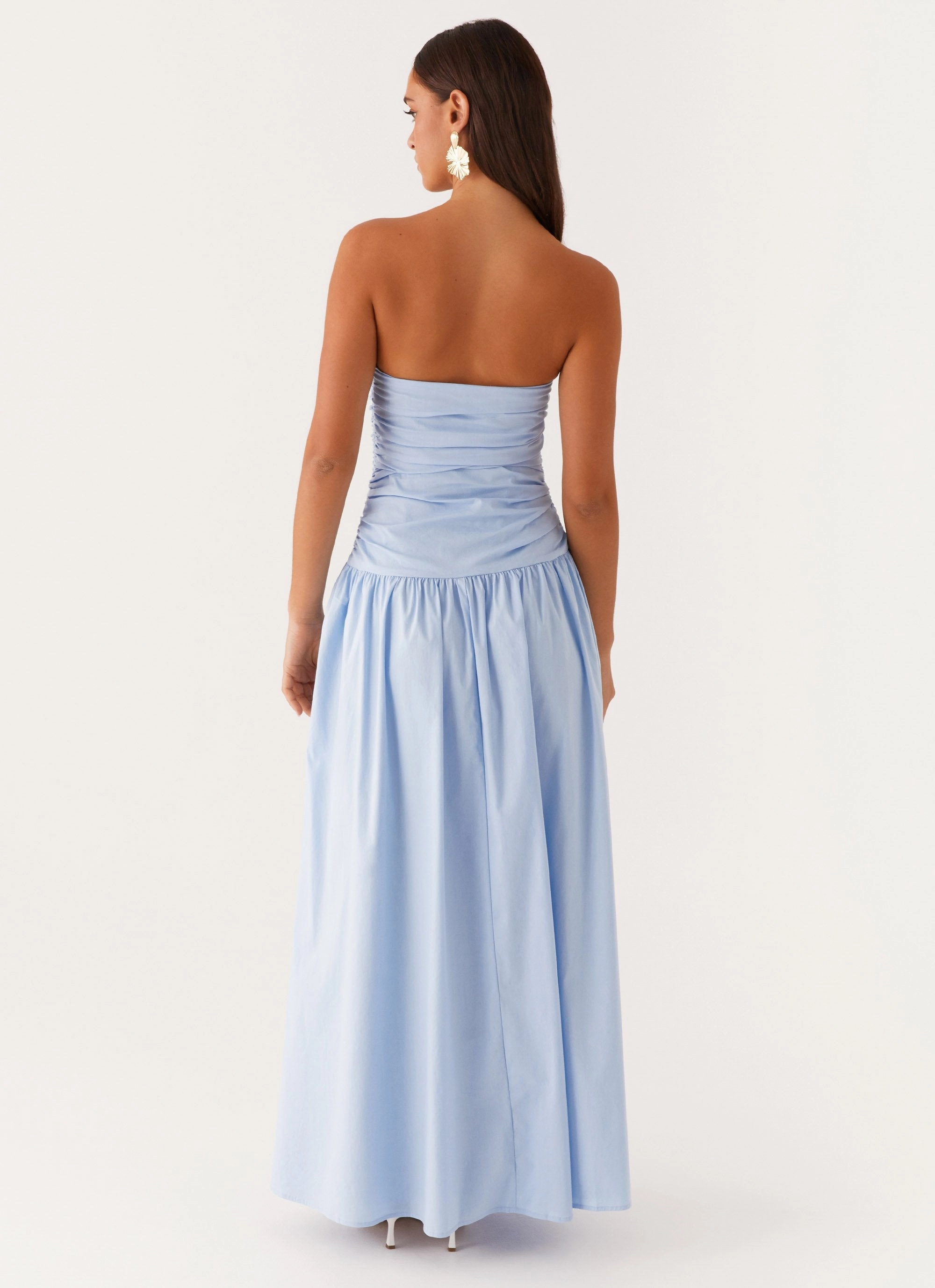 Silk Flow Elegant Silhouette Carmel Maxi Dress - Blue