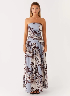 Carmel Maxi Dress - Bluewood Blossom Spring Ready velvet feel