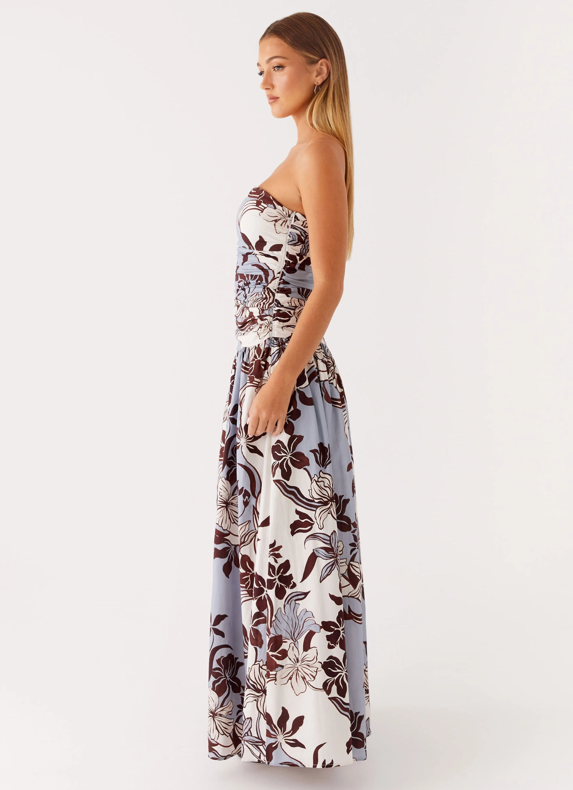 Easy Pretty Carmel Maxi Dress - Bluewood Blossom