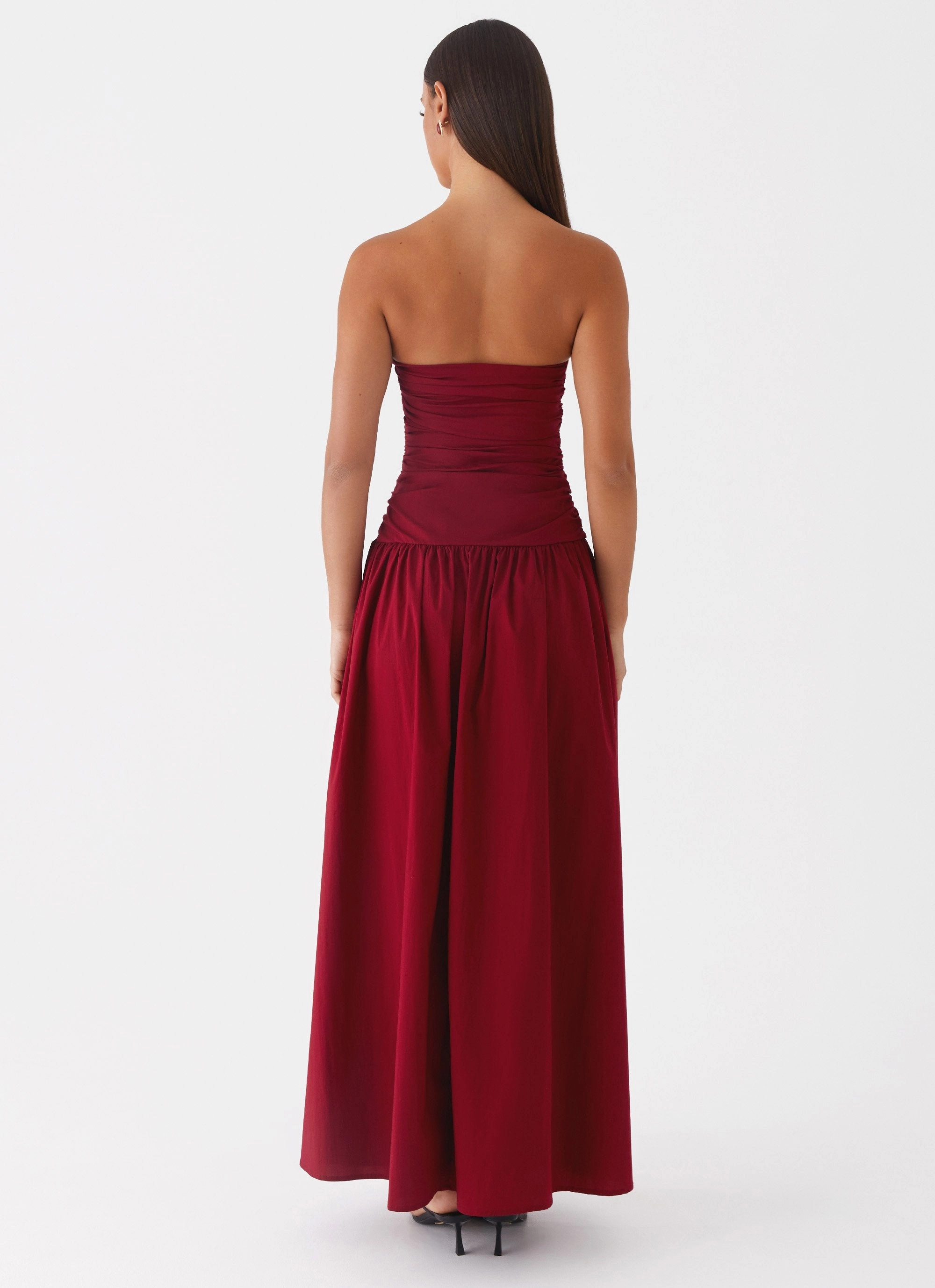 Elastic Fit Carmel Maxi Dress - Merlot