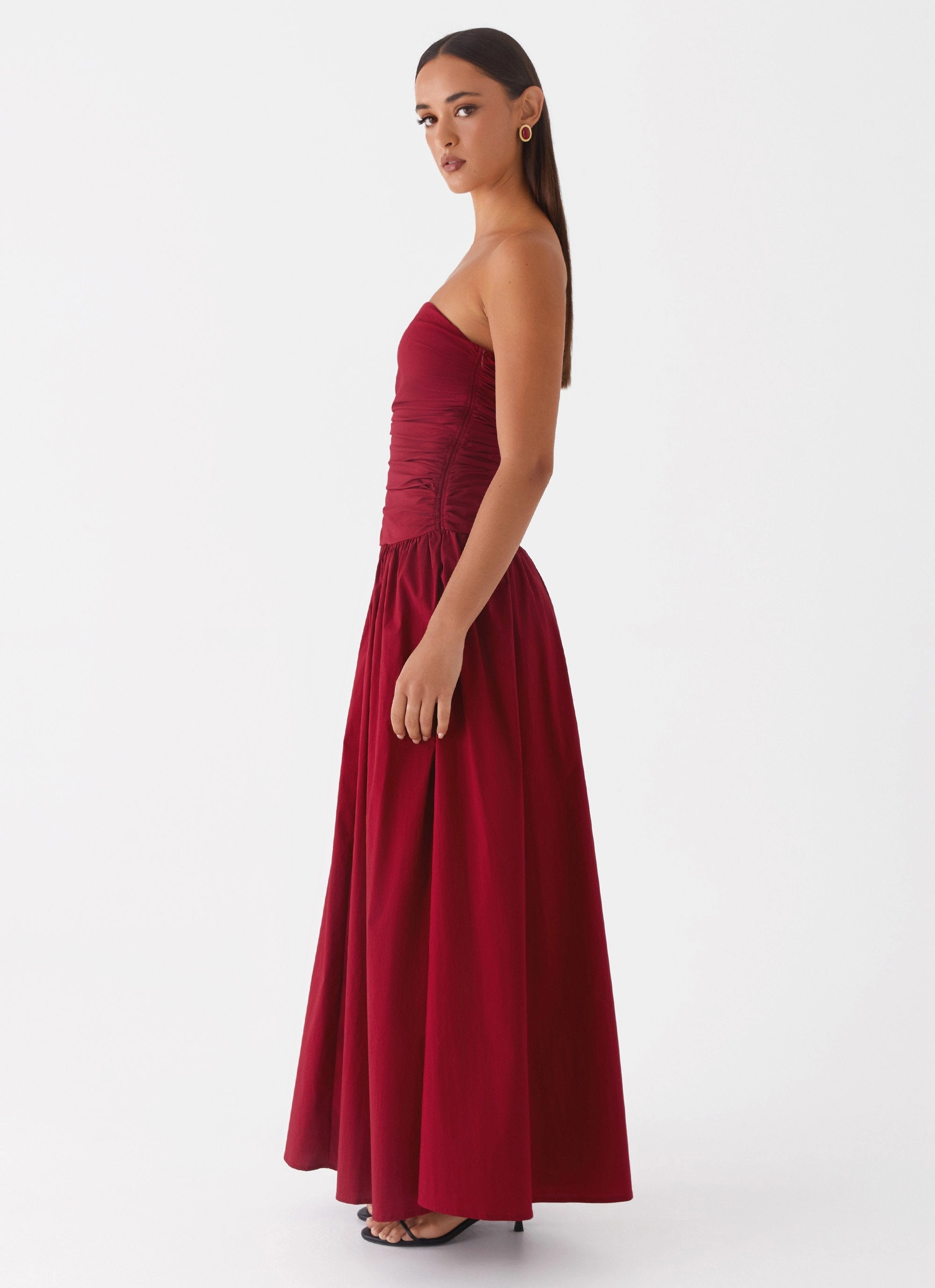 Fit Waist Carmel Maxi Dress - Merlot