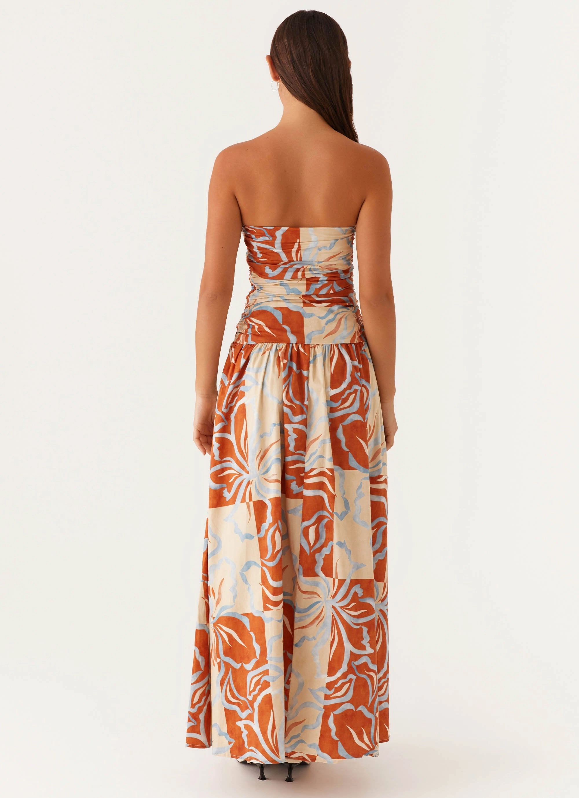 Carmel Maxi Dress - Orange Blue Floral Fresh Aesthetic breathable-mesh