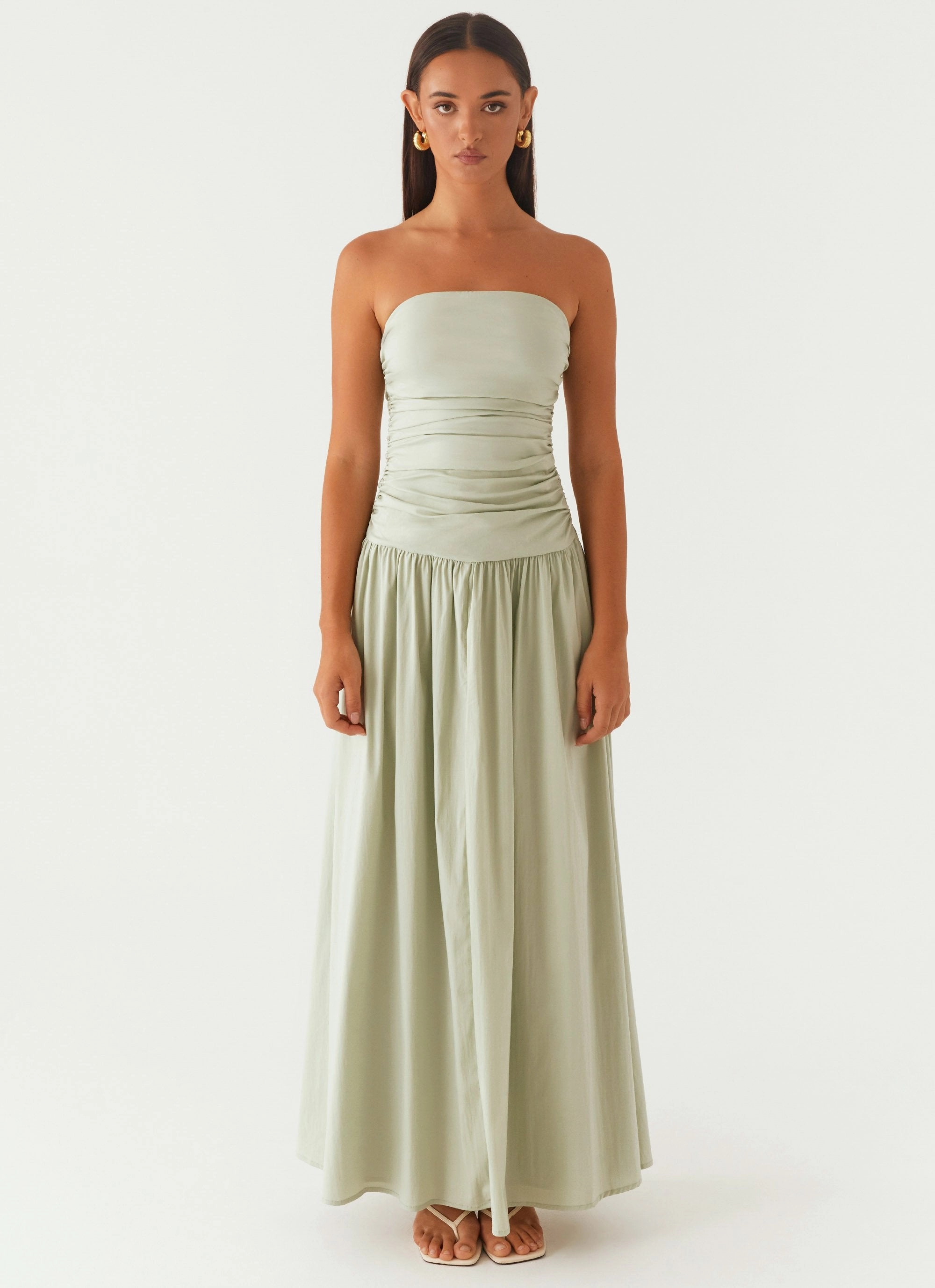 Comfortable Cut Carmel Maxi Dress - Sage