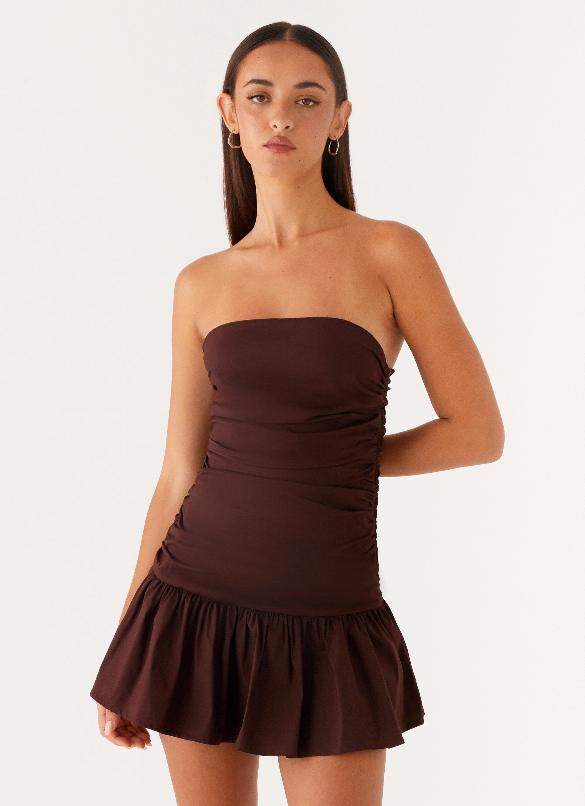 Carmel Mini Dress - Chocolate Modern Staple Night Mood