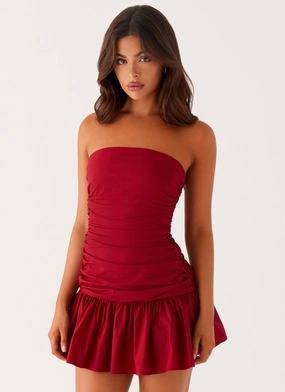 Clean Outfit Mood Flex Carmel Mini Dress - Merlot