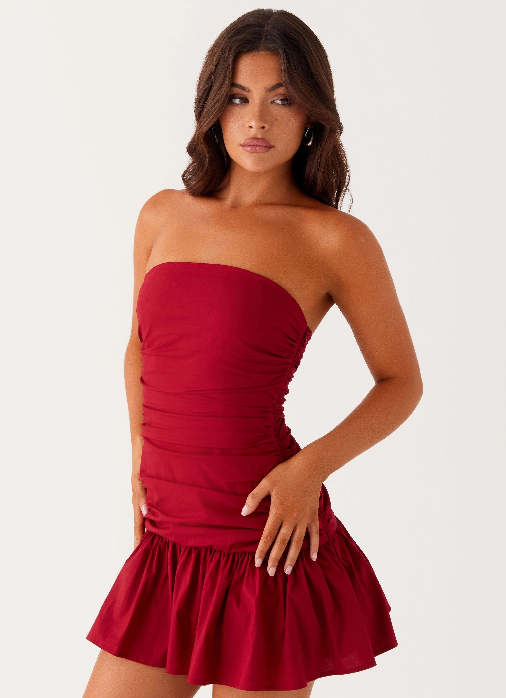 Sage Detail Comfy Wear Carmel Mini Dress - Merlot
