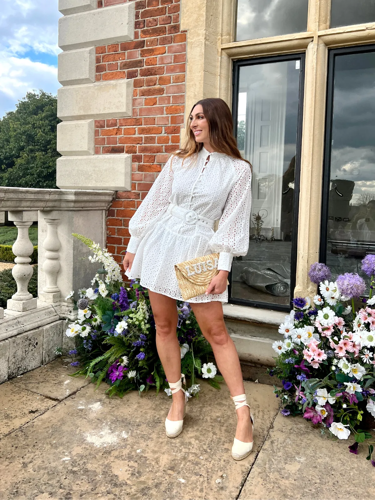 Carmen Broderie Mini Dress in White Light and Breezy sophisticated appearance