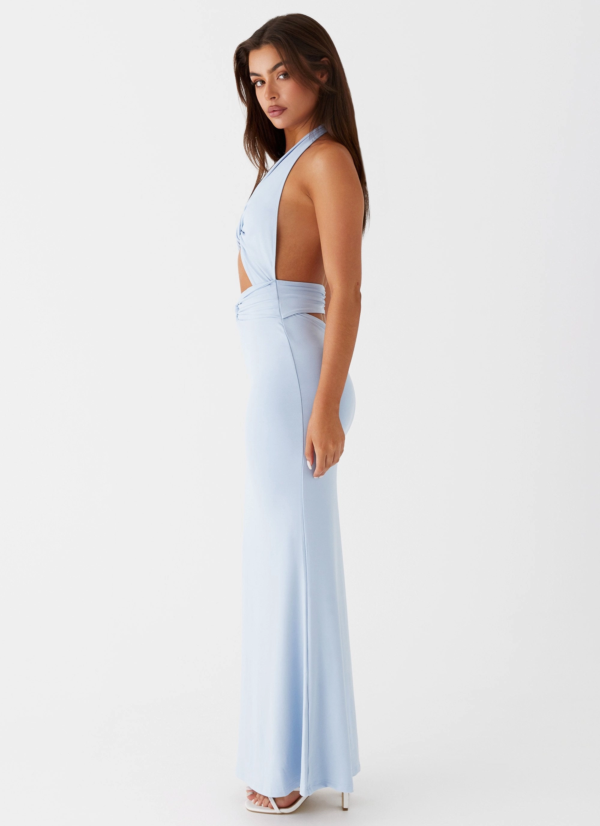 Carolina Twist Maxi Dress - Blue Flattering Look Wear Night Mood