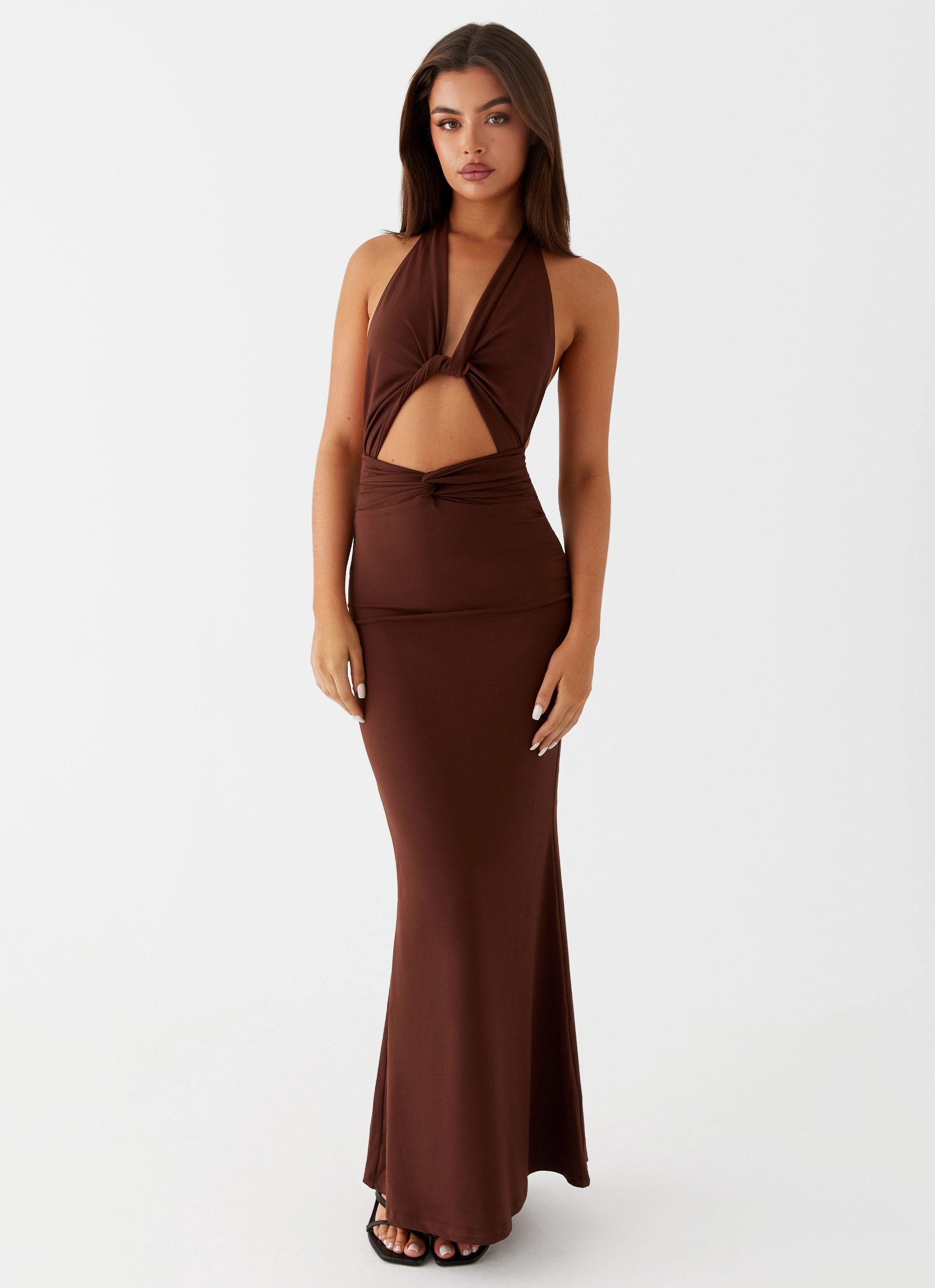 Feminine Tailoring Carolina Twist Maxi Dress - Chocolate