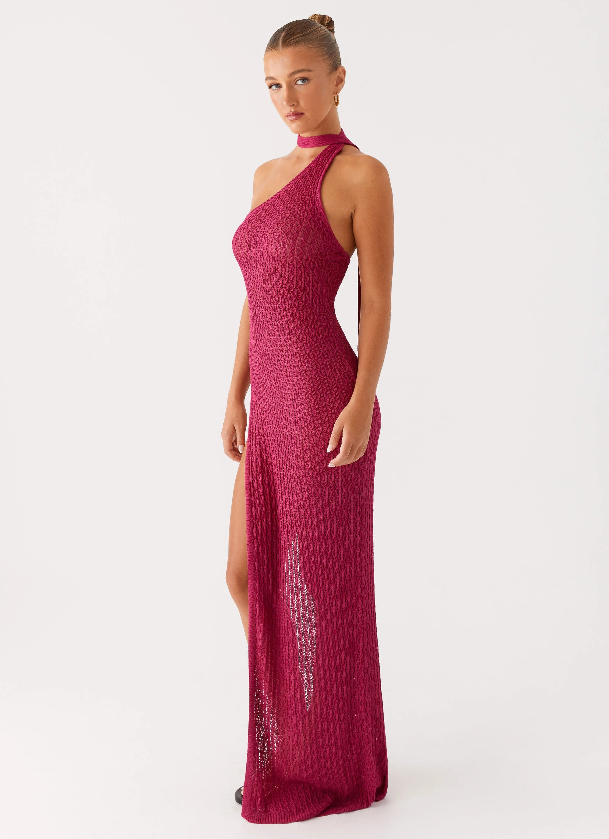 Eye Catching Carryn Knit Maxi Dress - Hot Pink