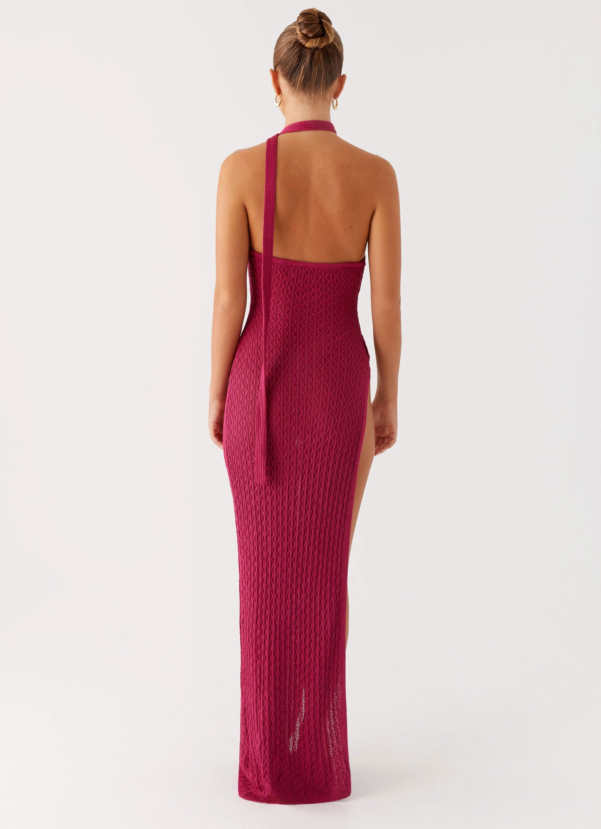 Date night Work Friendly Carryn Knit Maxi Dress - Hot Pink