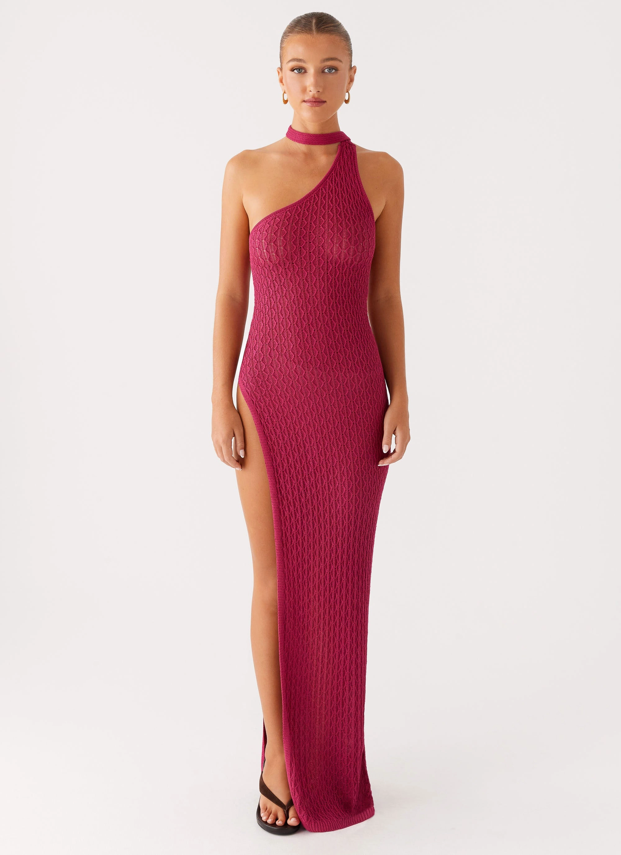 Trendy And Comfortable Carryn Knit Maxi Dress - Hot Pink