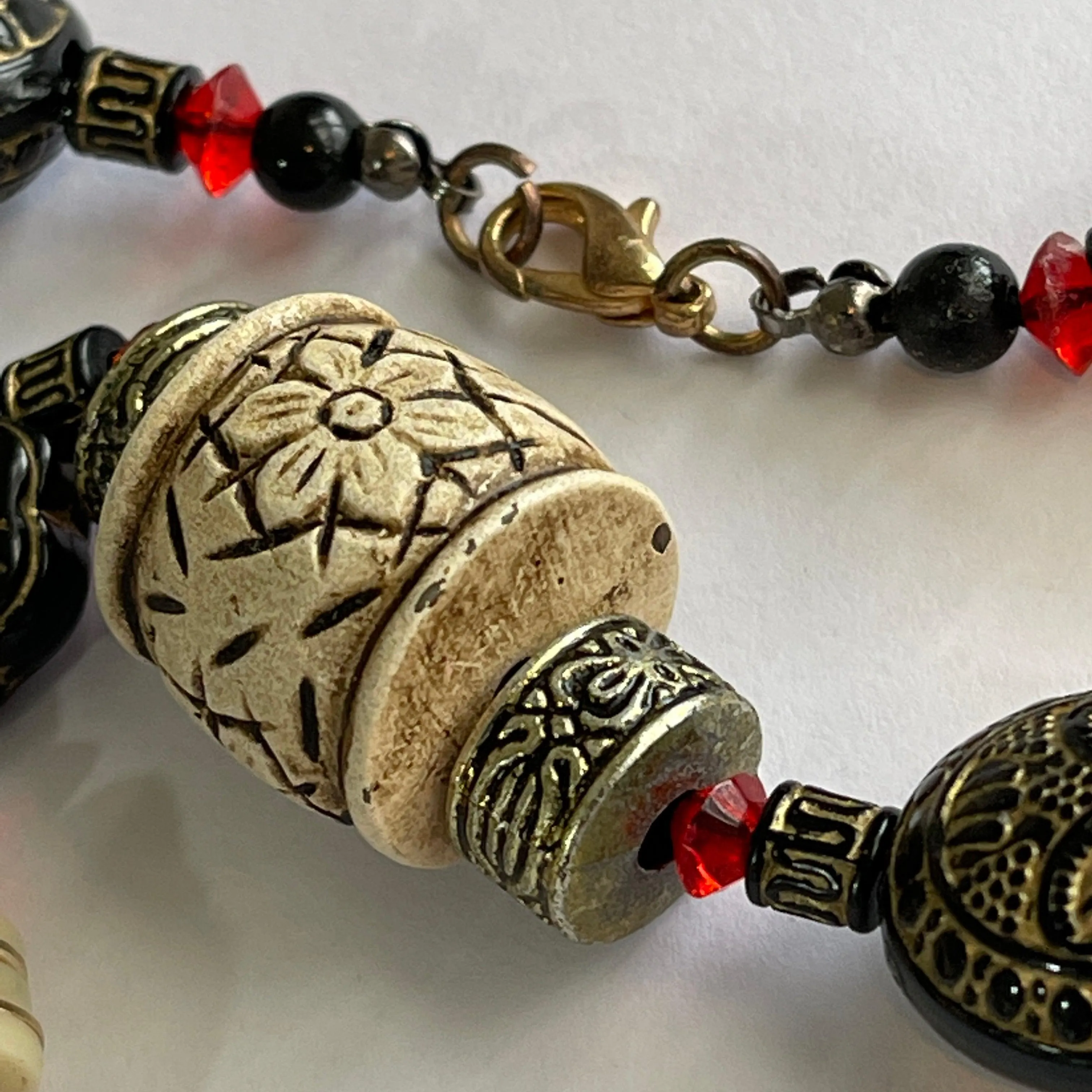 Carved Trade Bead Necklace
