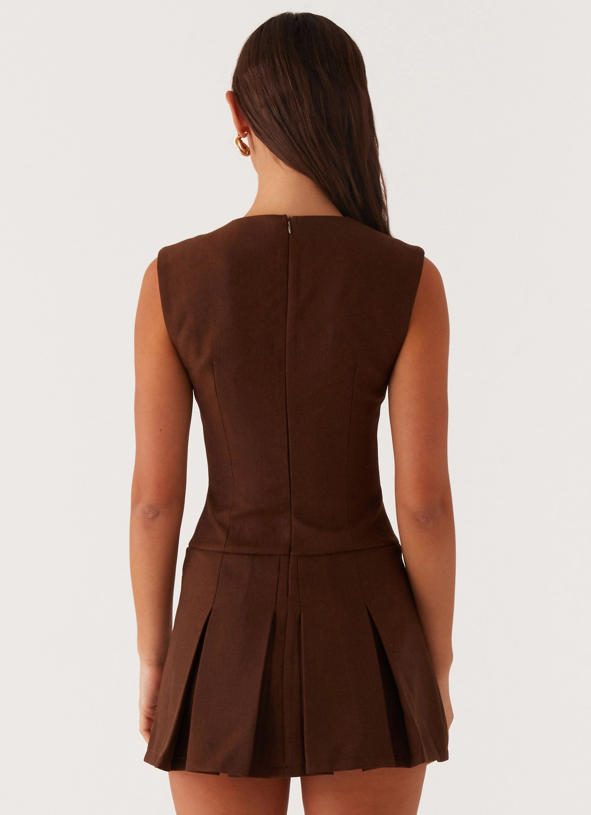 Cassia Mini Dress - Brown Neutral Flow