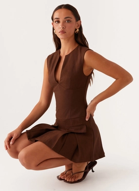 Cassia Mini Dress - Brown Street Casual