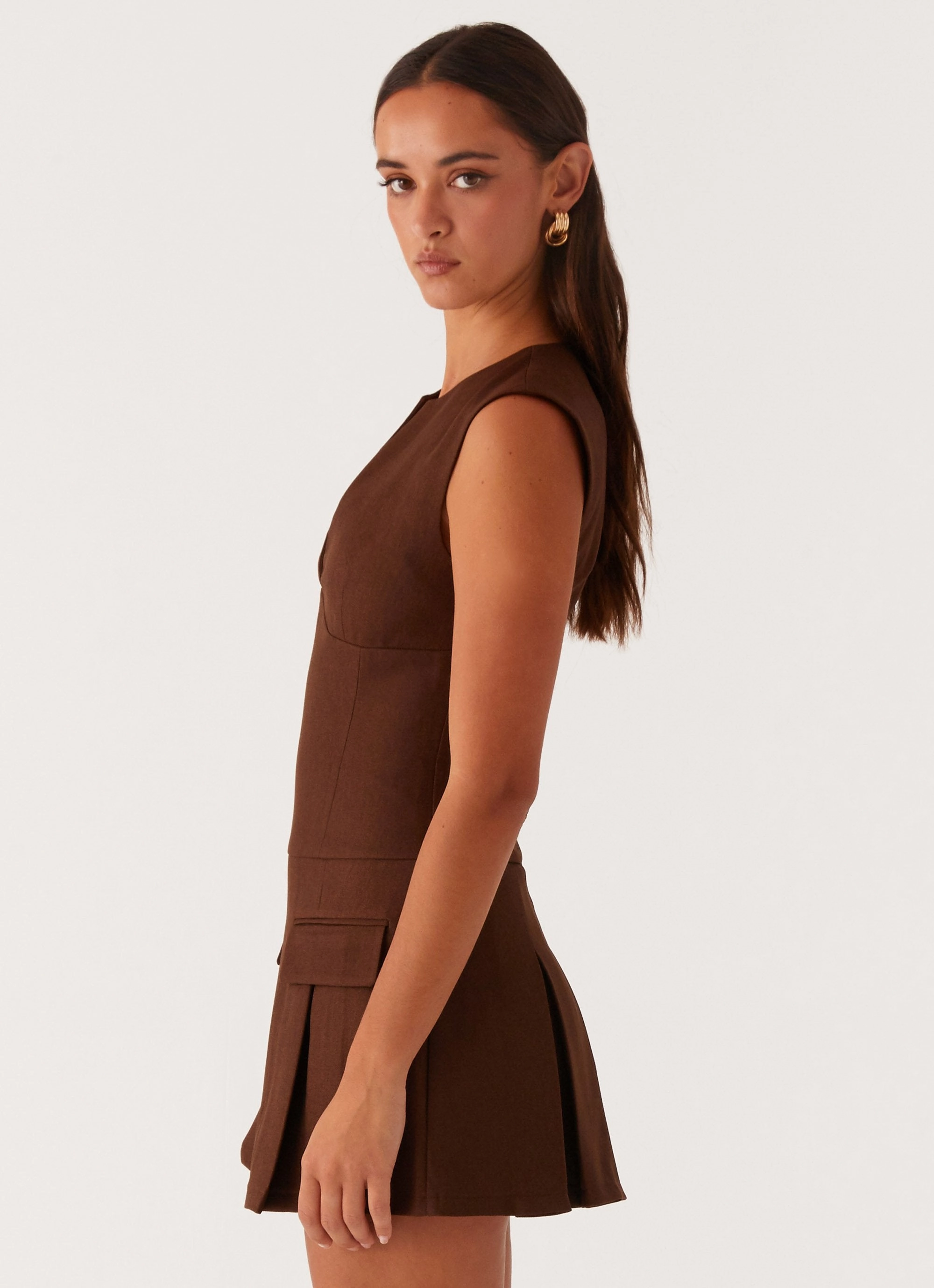 Cassia Mini Dress - Brown Calm Grace