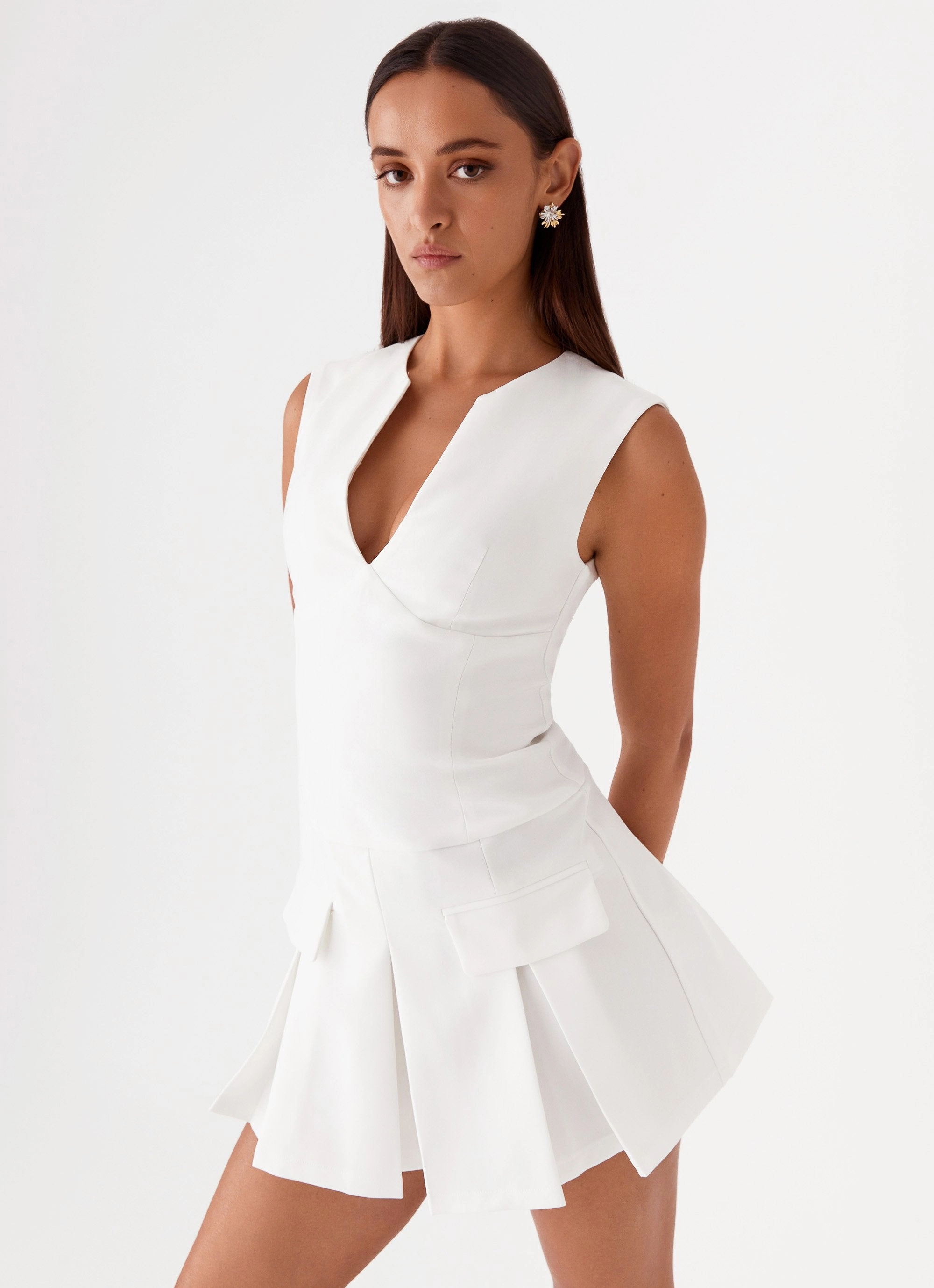 Cassia Mini Dress - White Feminine Look