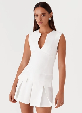 Cassia Mini Dress - White Clean Fit Elegant Detail
