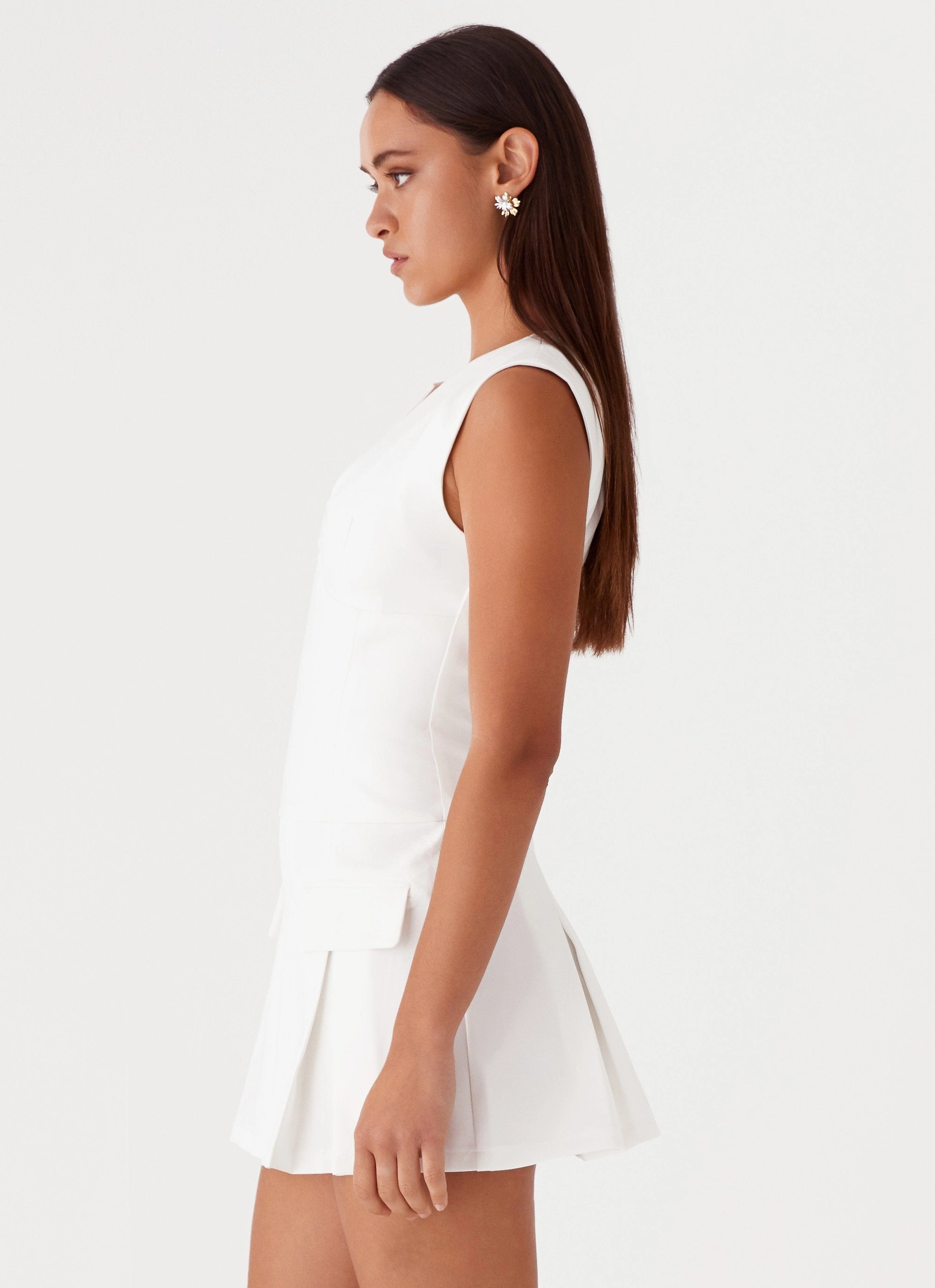 Cassia Mini Dress - White Relaxed-fit gown
