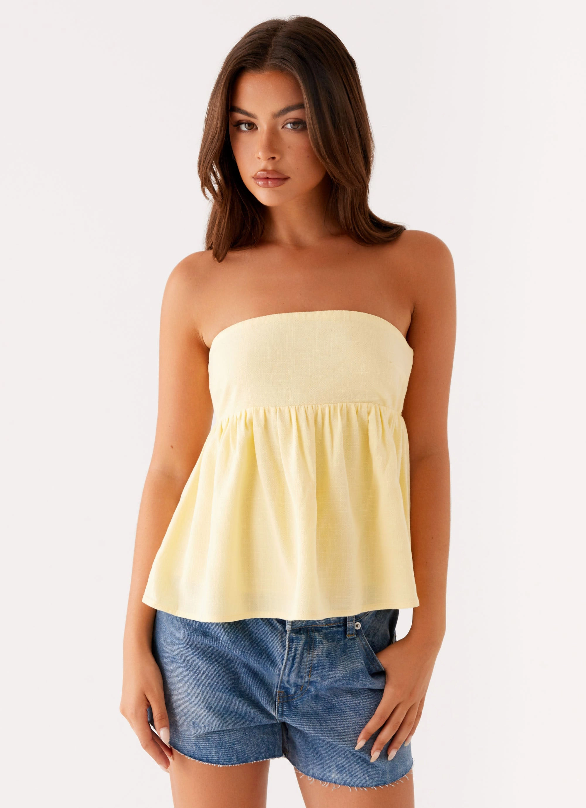 Stretchable Blend Cassie Tube Top - Yellow