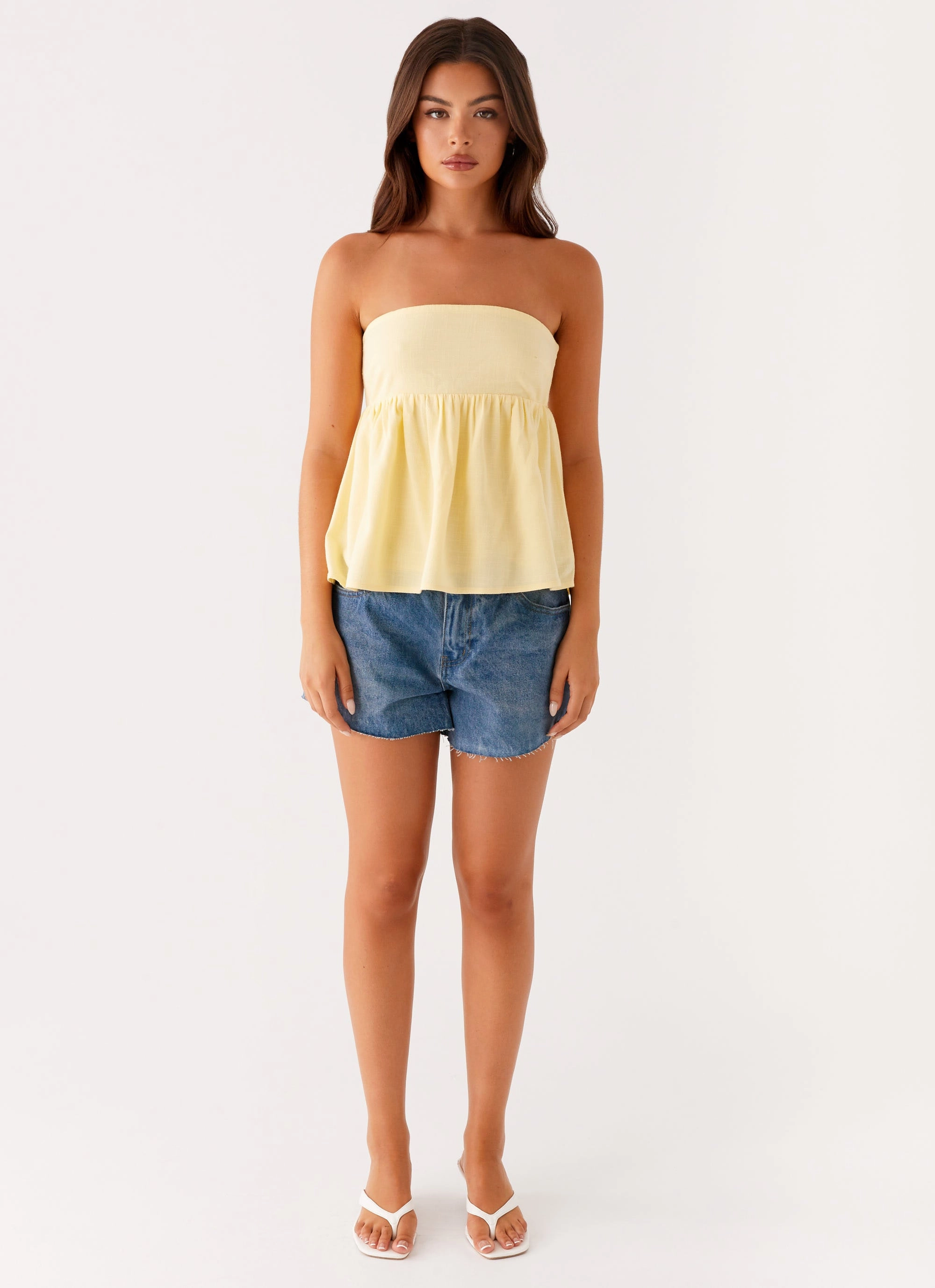 Cassie Tube Top - Yellow Double Layered Fabric