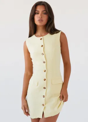Castello Fiore Linen Mini Dress - Lemon Effortless Touch