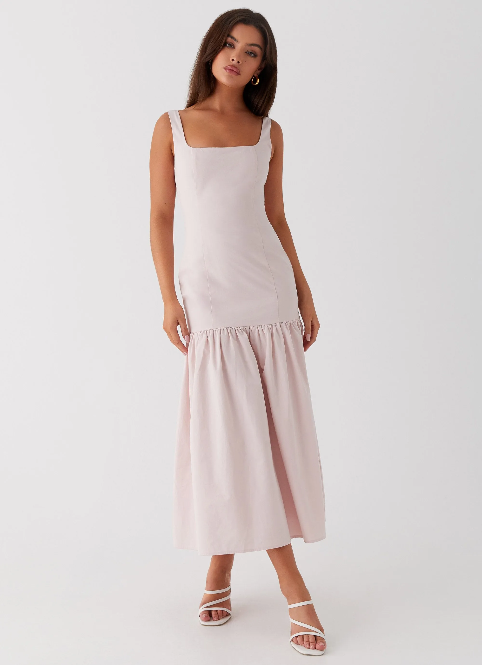 Ladylike Midi Dress - Pink Easy Layering Piece Relaxed Fit Look