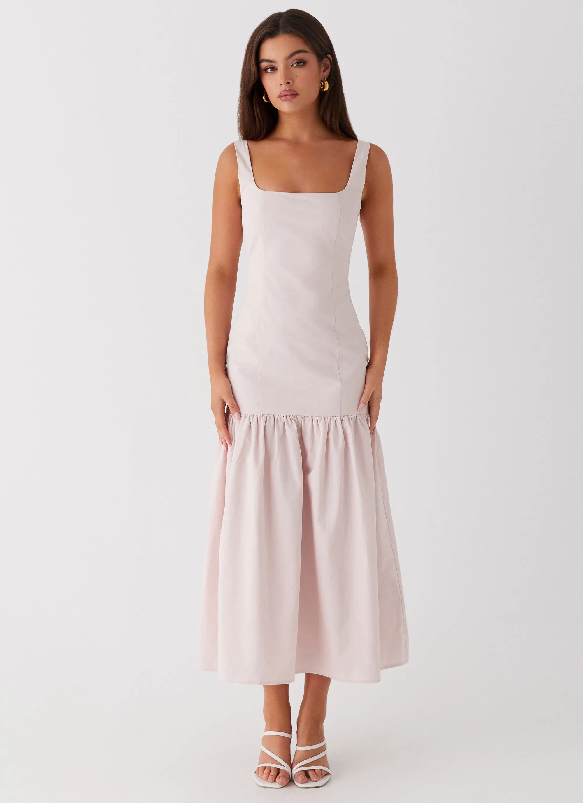 Ladylike Midi Dress - Pink Flow Line