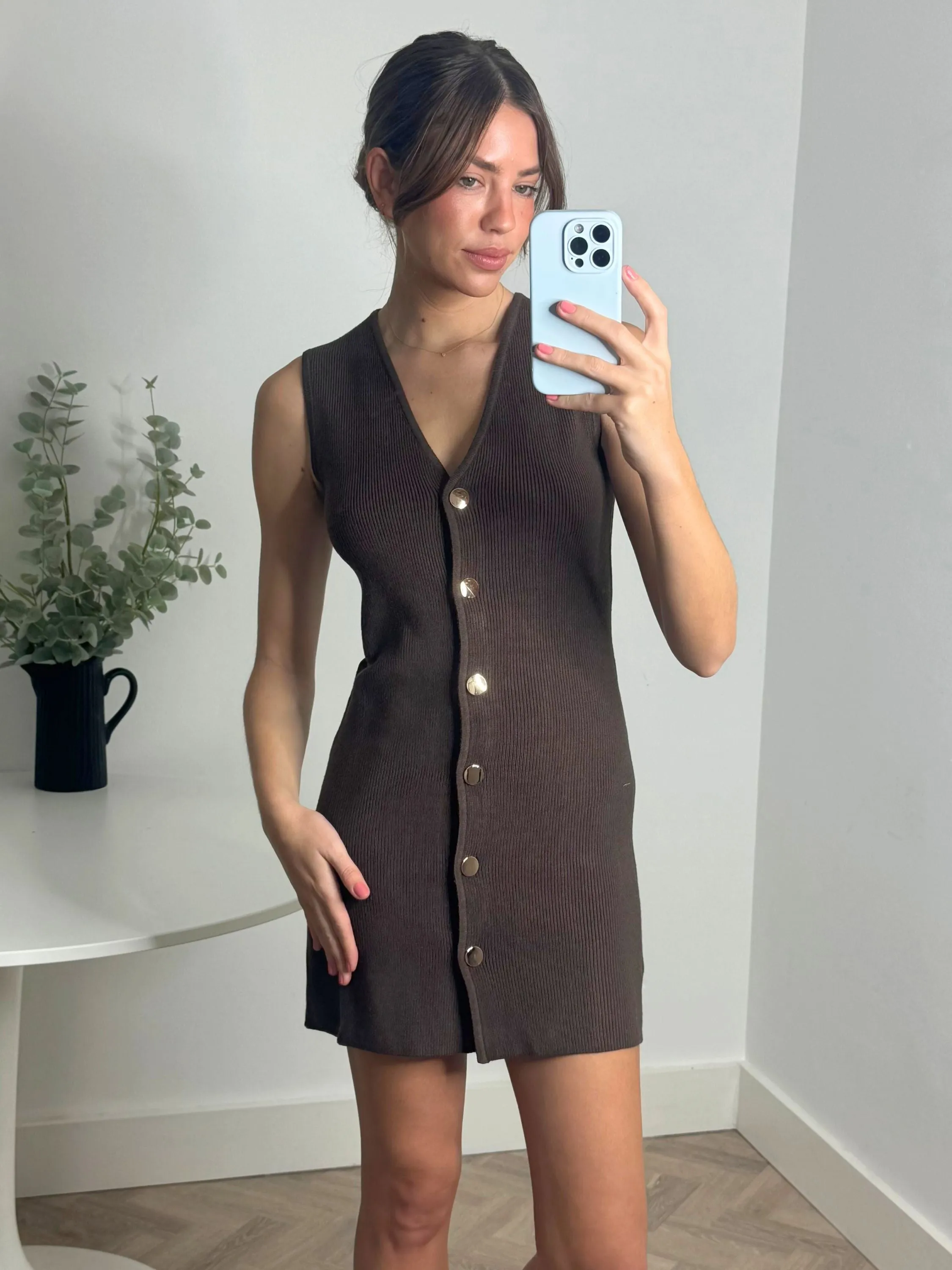 Home Layer Thermal regulation Eve Waistcoat Dress in Chocolate