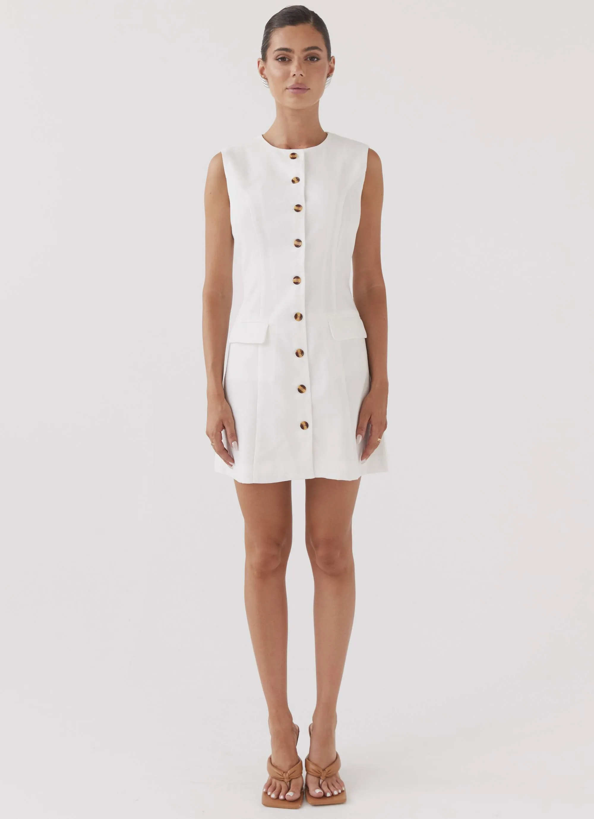 Castello Fiore Linen Mini Dress - White Calm Mood
