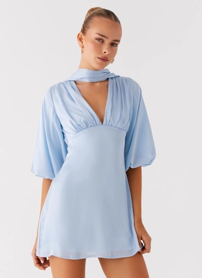 Mary Mini Dress - Blue Fitted Mood Soft Appearance