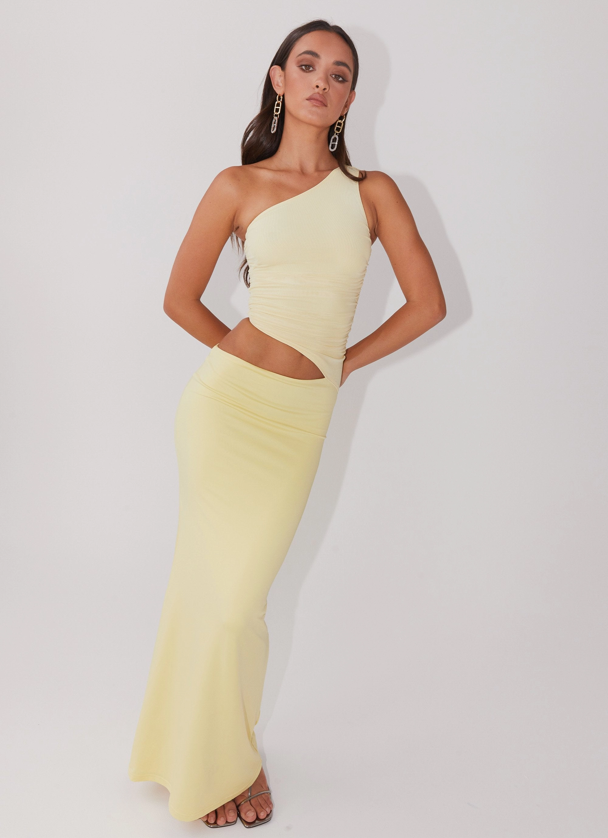 Functional-Design Seranella One Shoulder Maxi Dress - Lemon