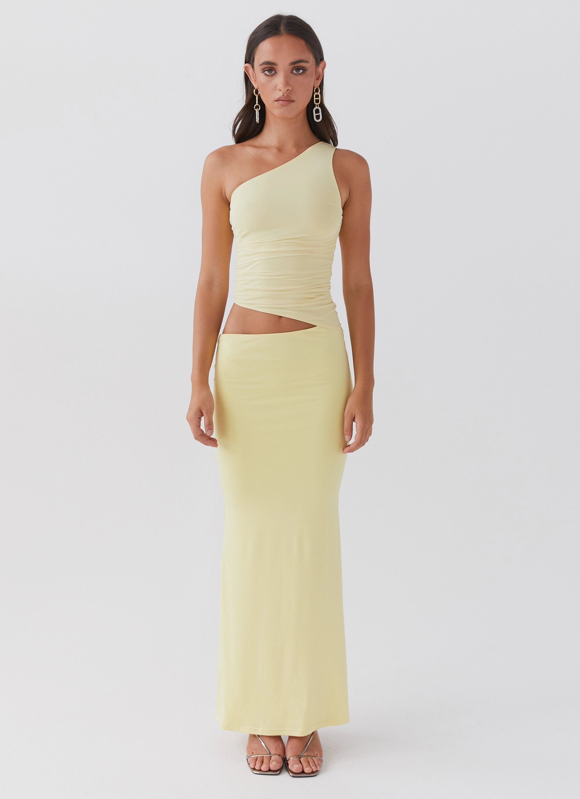 Seranella One Shoulder Maxi Dress - Lemon Easy Layers