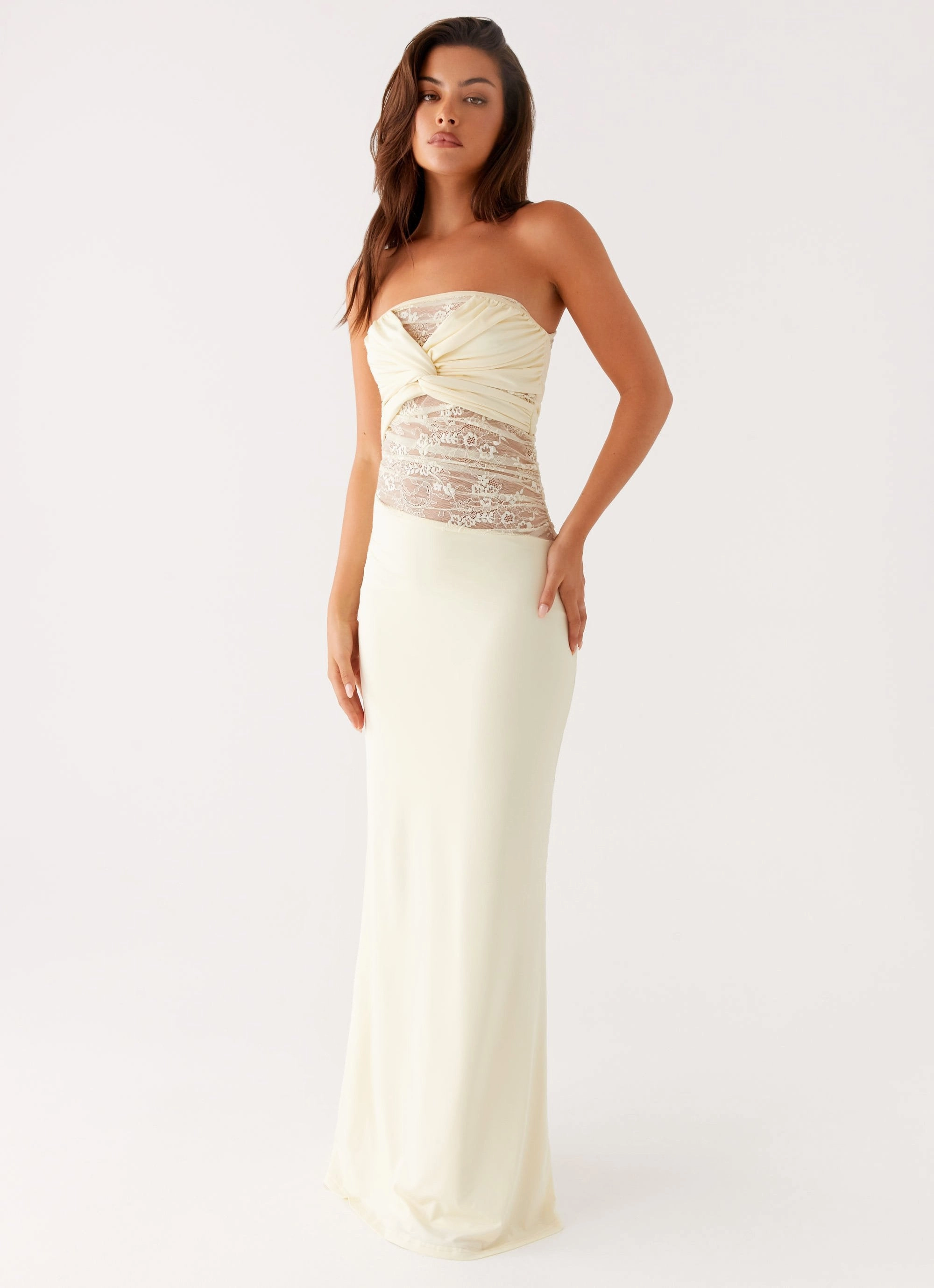 Sweet Energy Strapless Maxi Dress - Yellow Stylish Mood Clean Drape