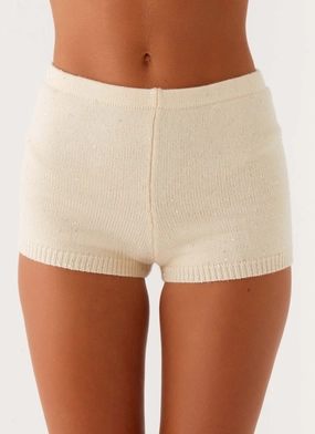 Ownley Sequin Knit Shorts - Ivory Wind Resistance
