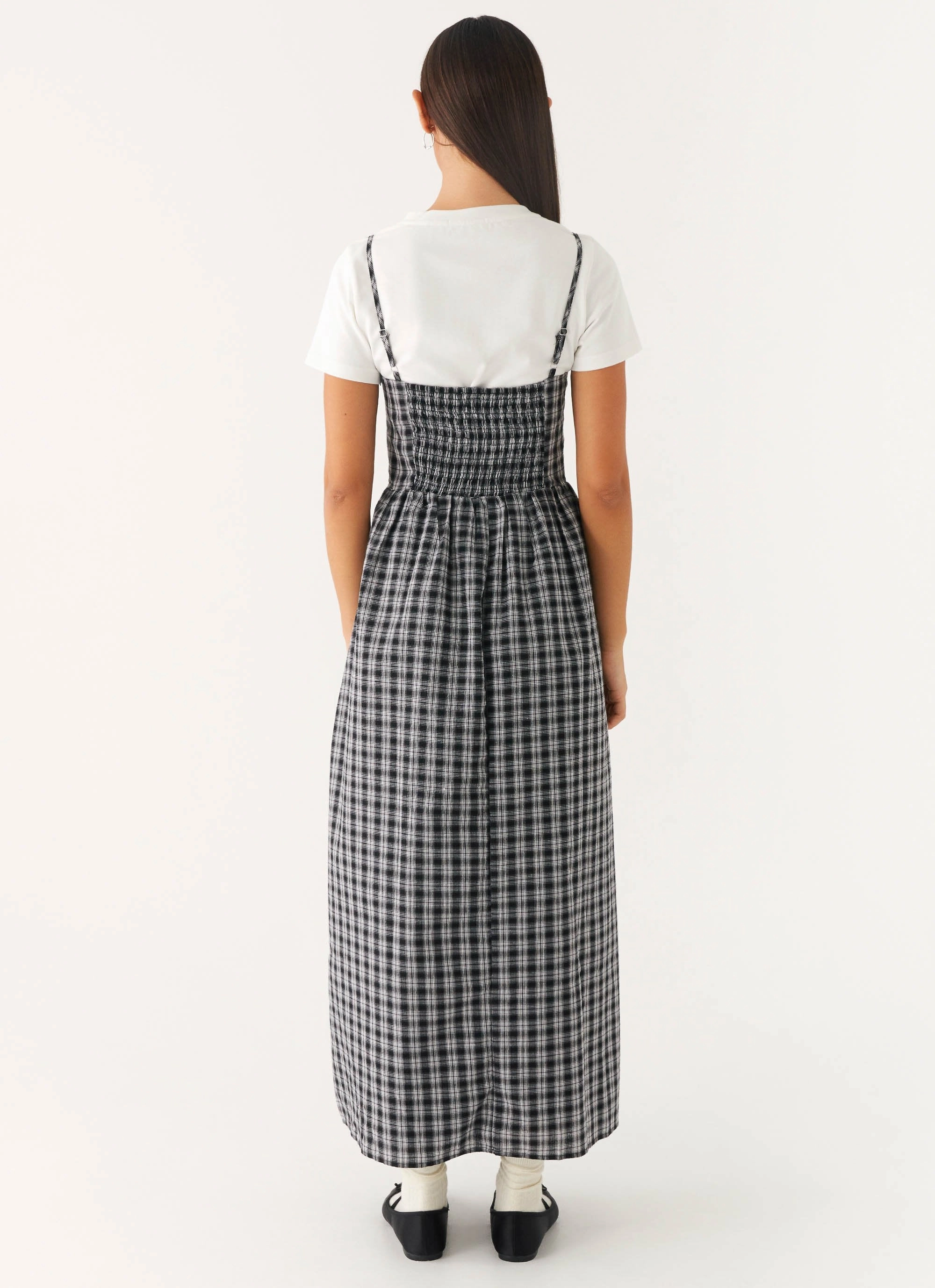 Fashion-forward day dress Ramsey Midi Dress - White Black Check