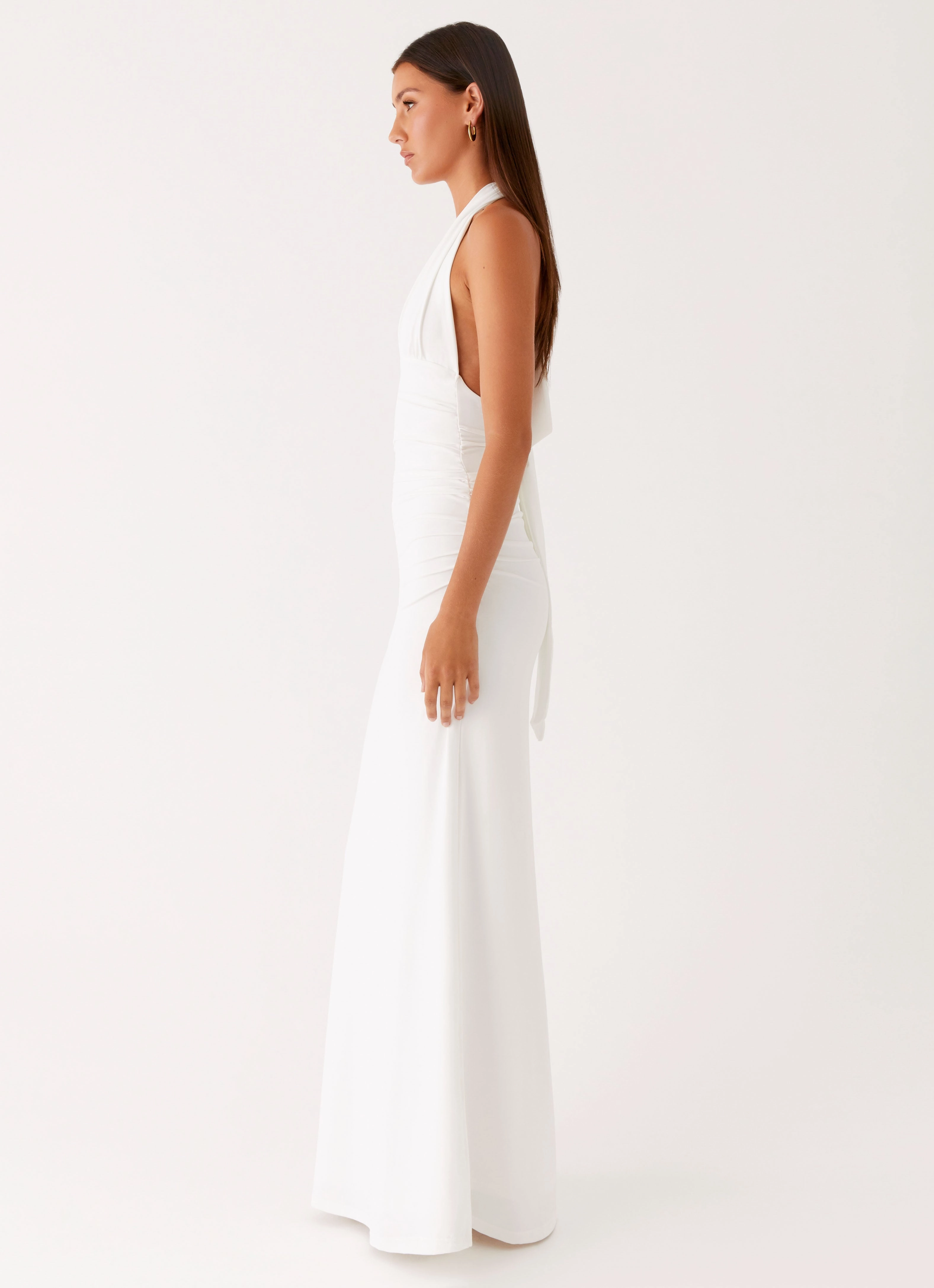 Ilaria Halter Maxi Dress - White Calm Silhouette