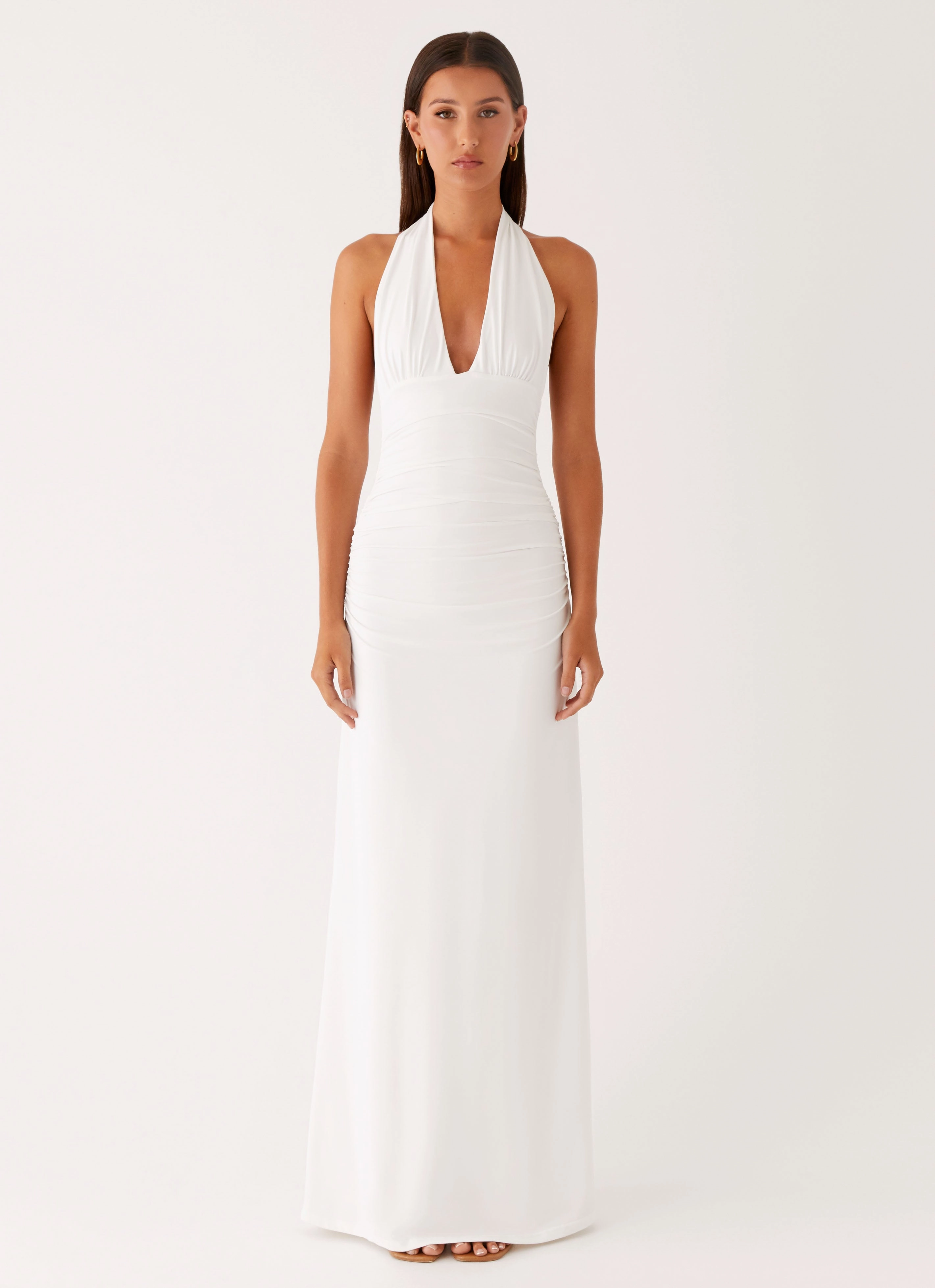 Ilaria Halter Maxi Dress - White Classic Move Workwear