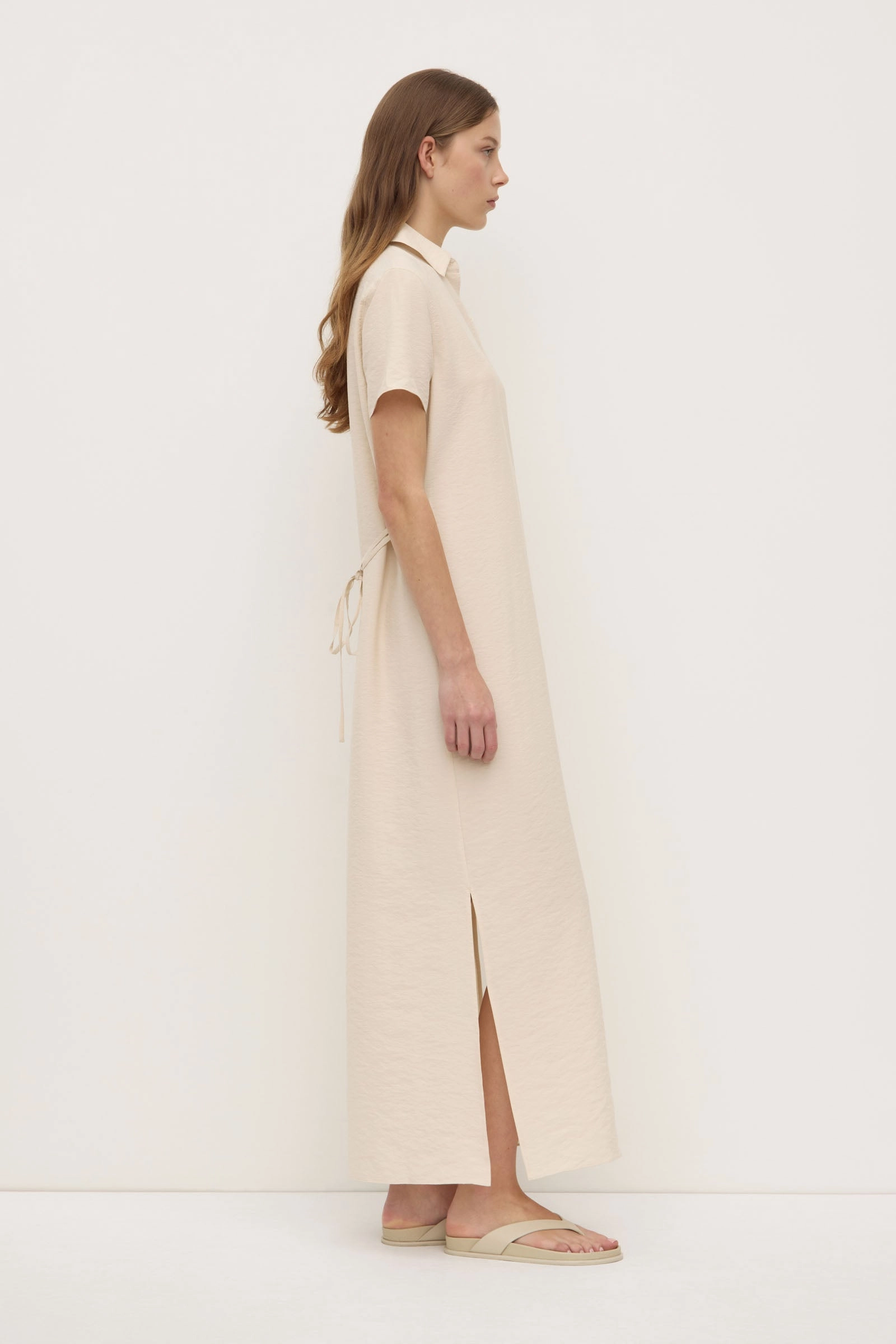 Basic Shape Heather Silk Blend Shirt Dress