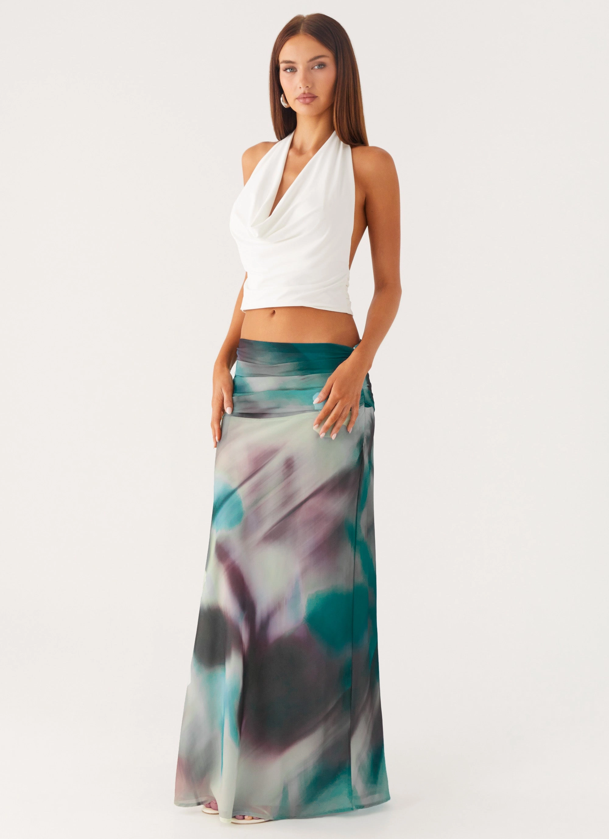 Rimi Maxi Skirt - Sea Splash Smooth Fit Lining Relaxed Waist